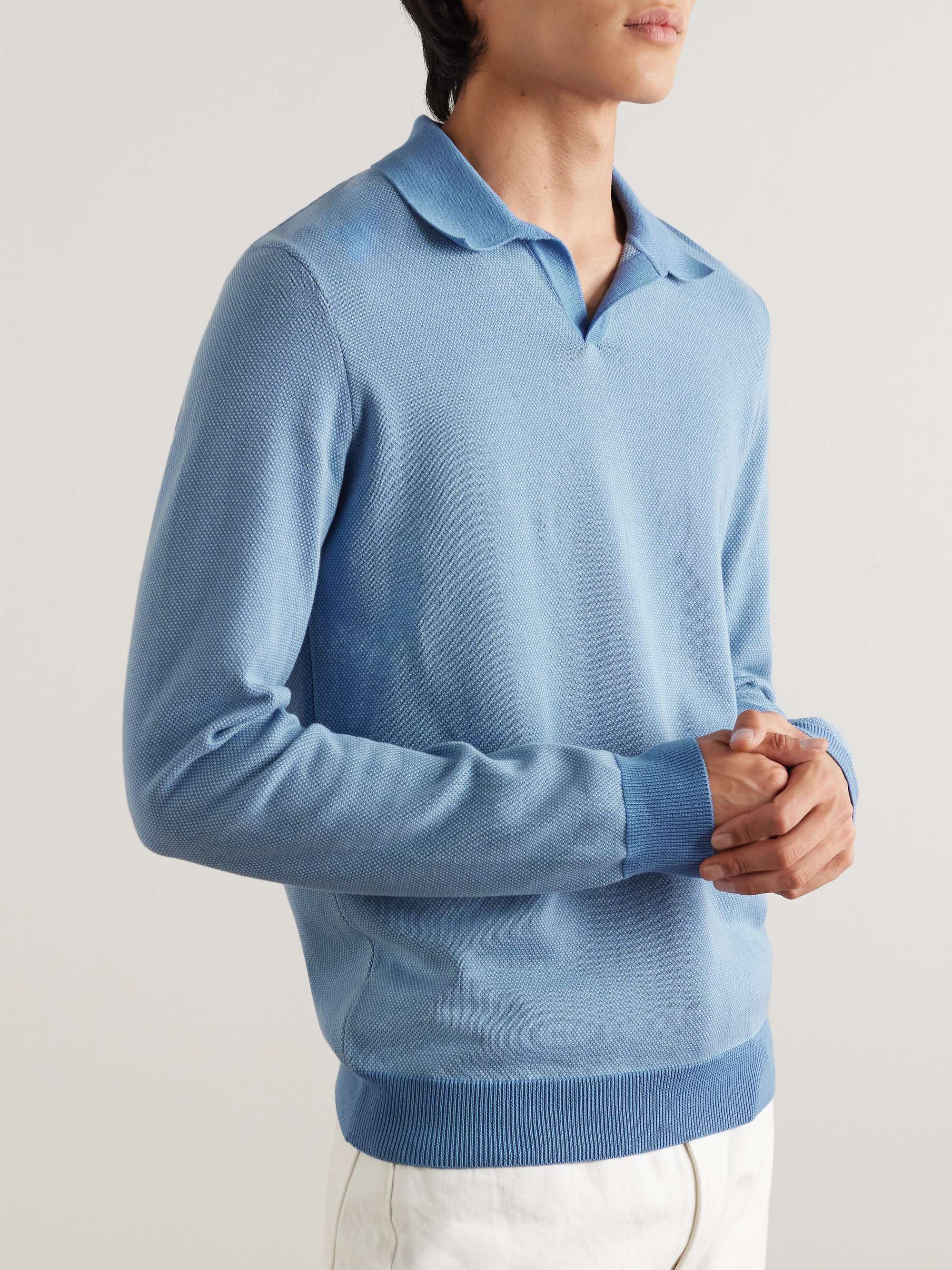 MR P. Johnny Birdseye Cotton Polo Shirt for Men | MR PORTER