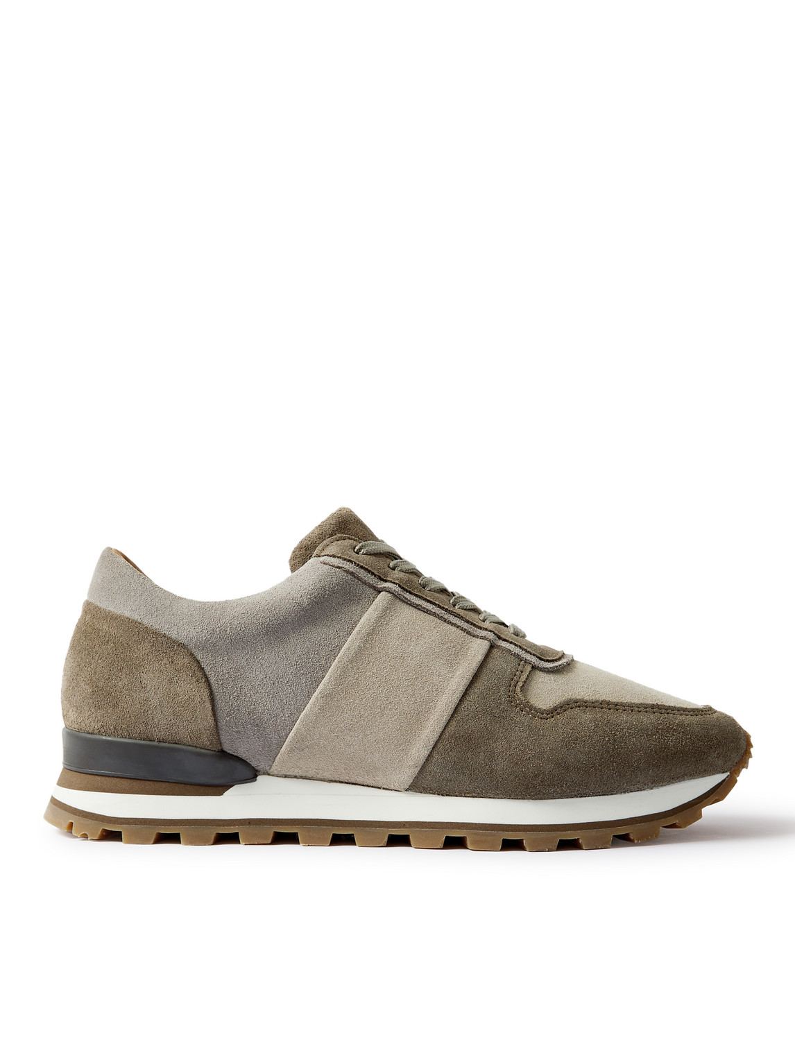 Mr P Panelled Suede Sneakers In Brown
