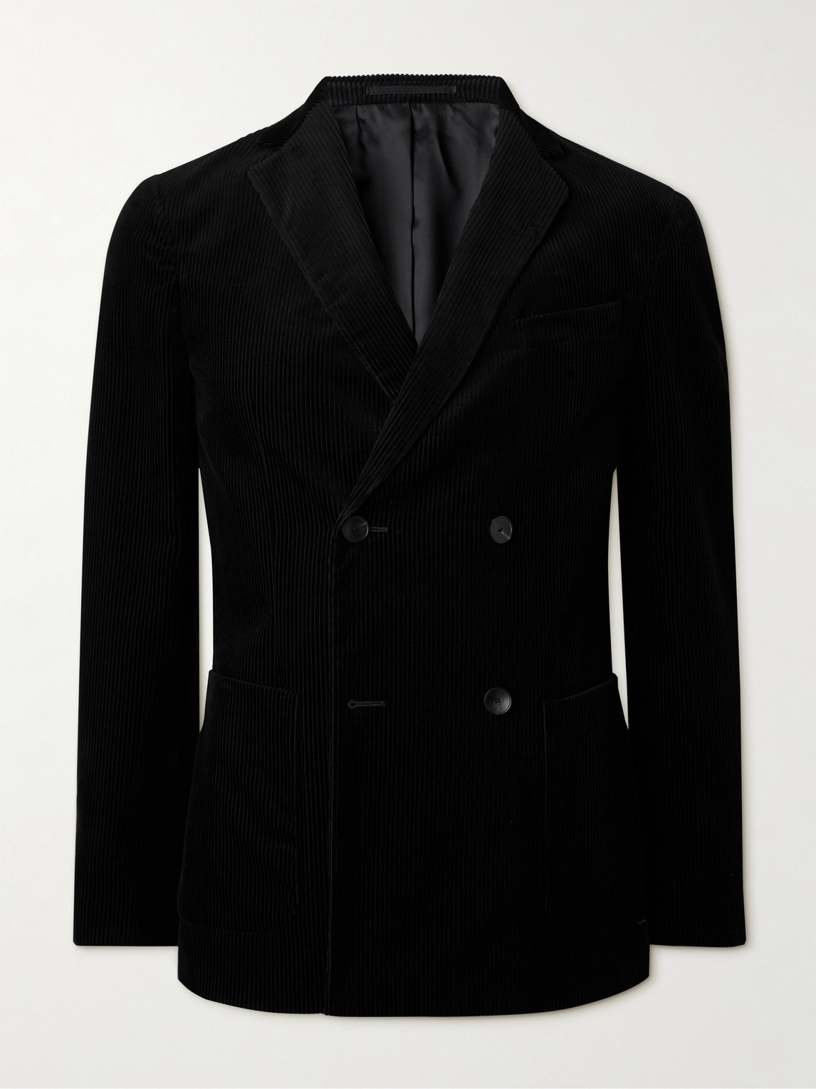 Mr P Double Breasted Cotton And Cashmere-blend Corduroy Blazer In Black