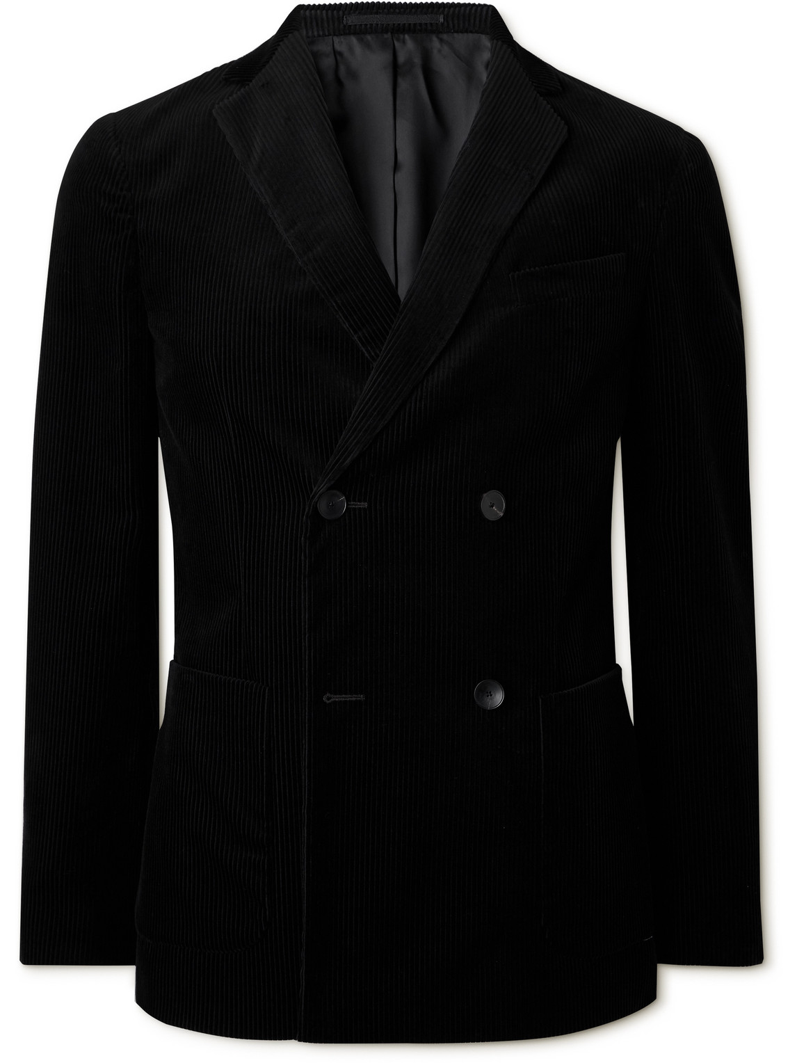 Mr P Double Breasted Cotton And Cashmere-blend Corduroy Blazer In Black