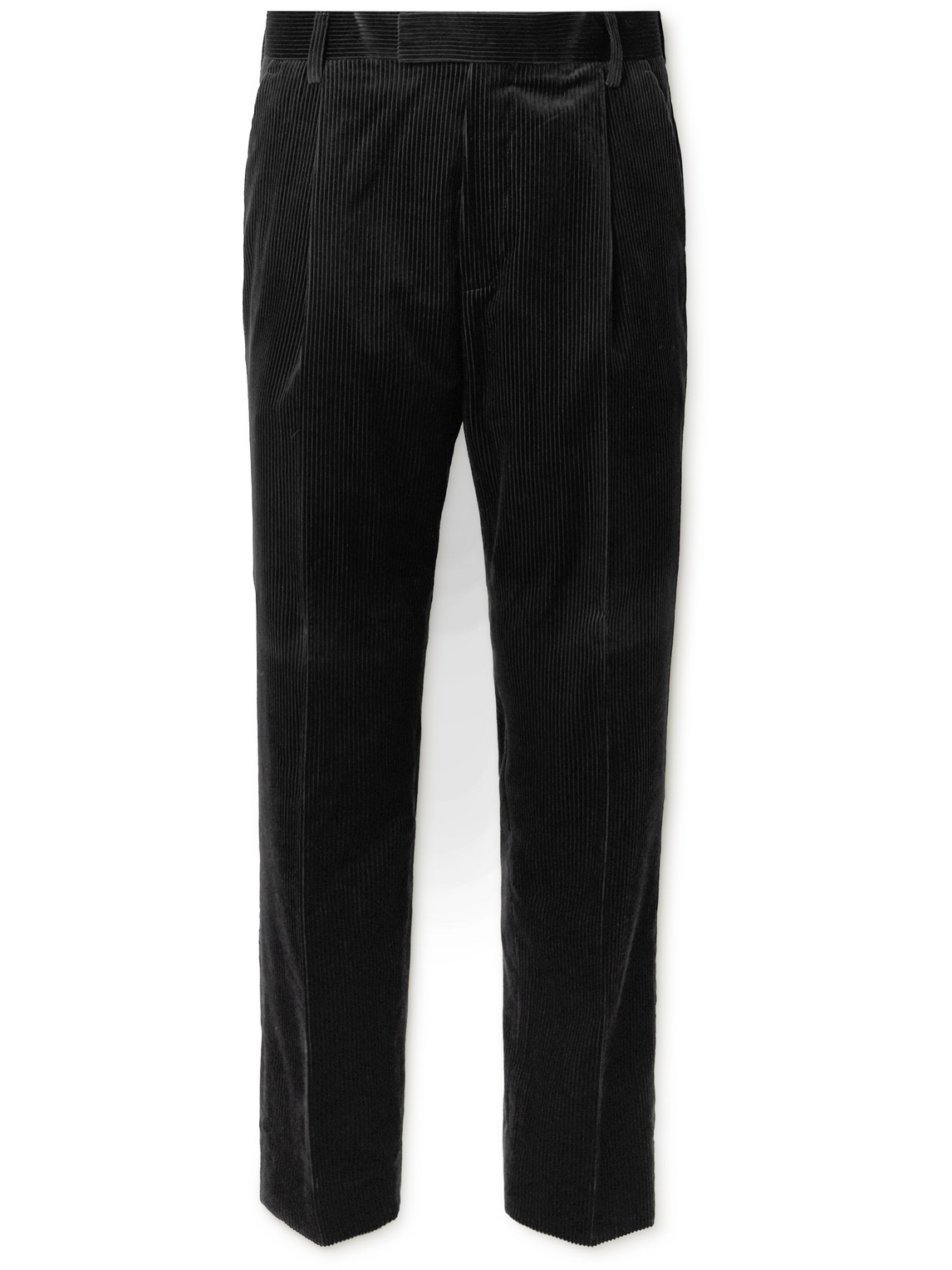 Tapered Pleated Cotton and Cashmere-Blend Corduroy Trousers