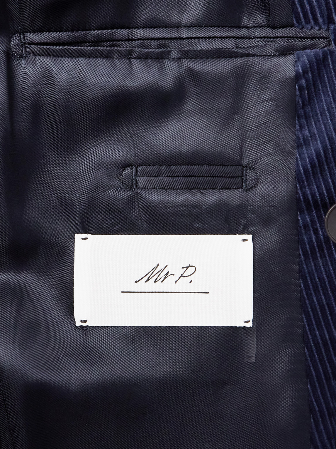 Shop Mr P Double Breasted Cotton And Cashmere-blend Corduroy Blazer In Blue