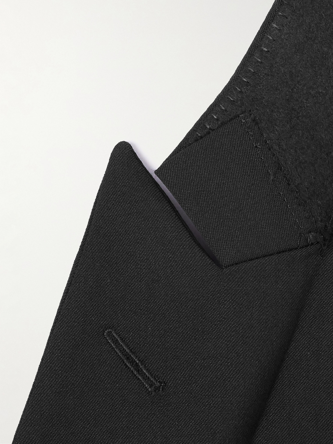 Shop Mr P Double Breast Wool Tuxedo Jacket In Black