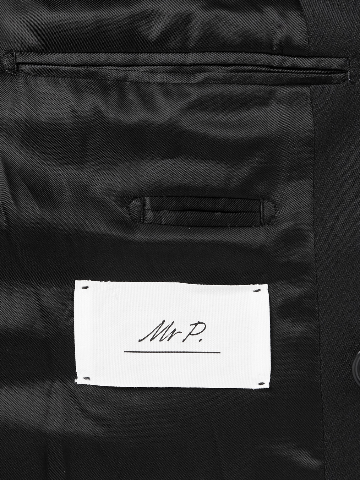 Mr P Double Breast Wool Tuxedo Jacket In Black