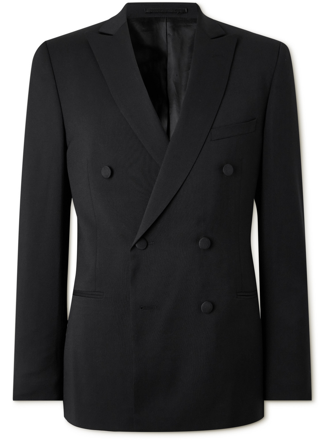 Mr P Double Breast Wool Tuxedo Jacket In Black