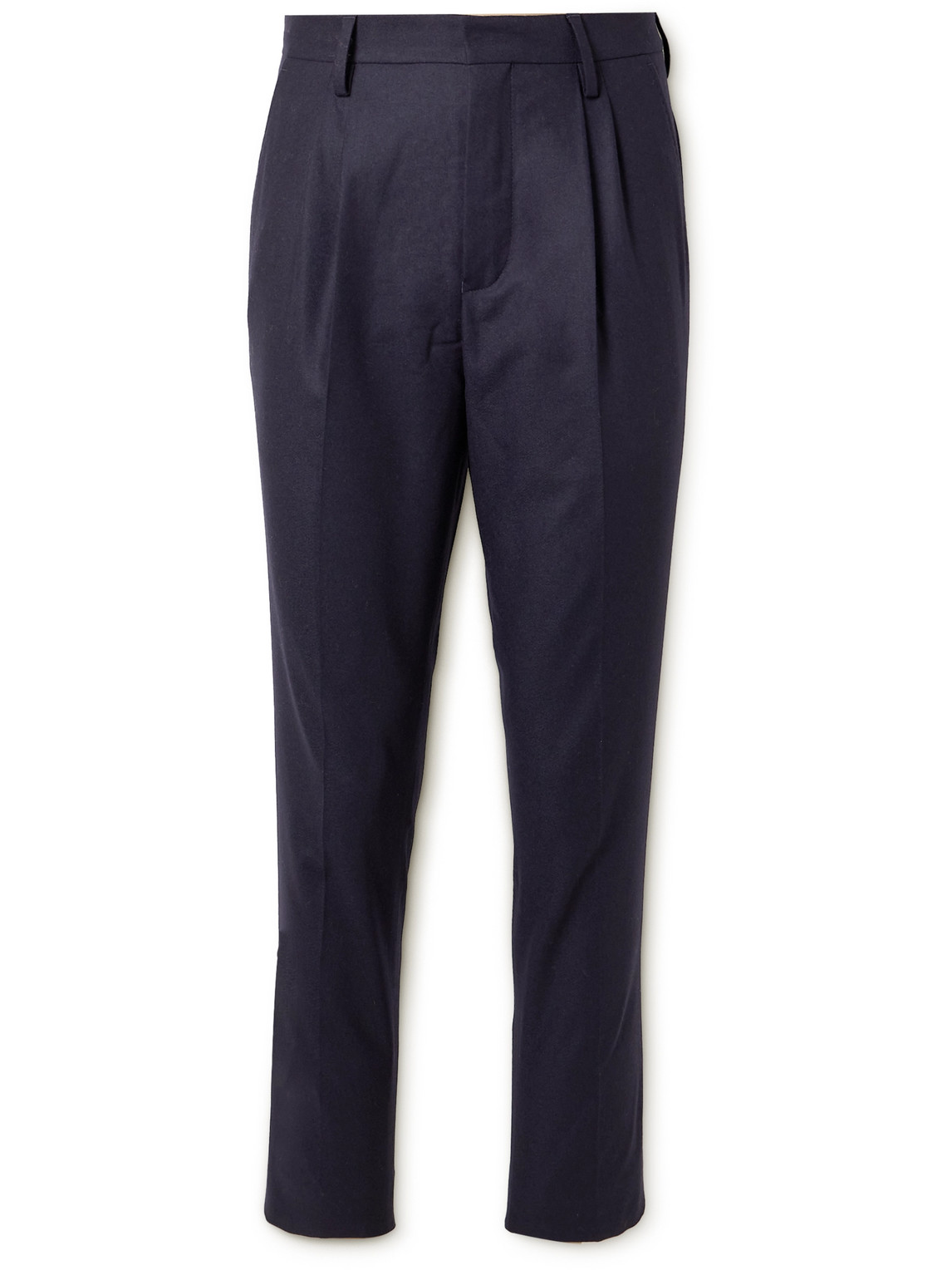Tapered Pleated Wool-Blend Flannel Trousers