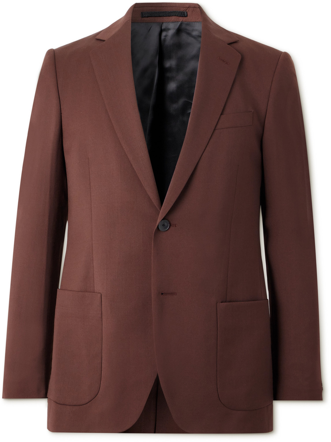 Mr P Slim-fit Wool-twill Suit Jacket In Brown