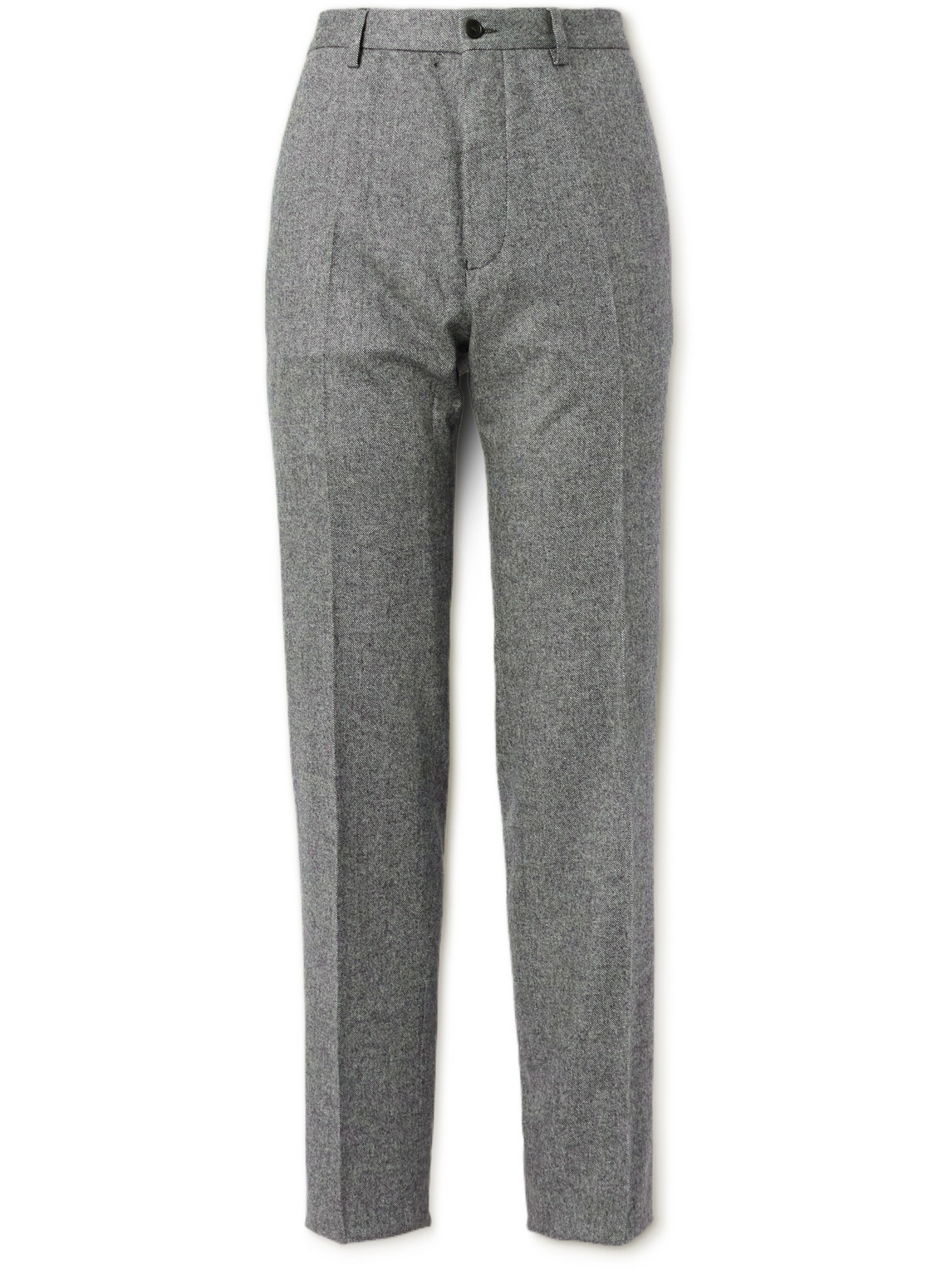 Mr P Phillip Tapered Pleated Wool-blend Trousers In Gray