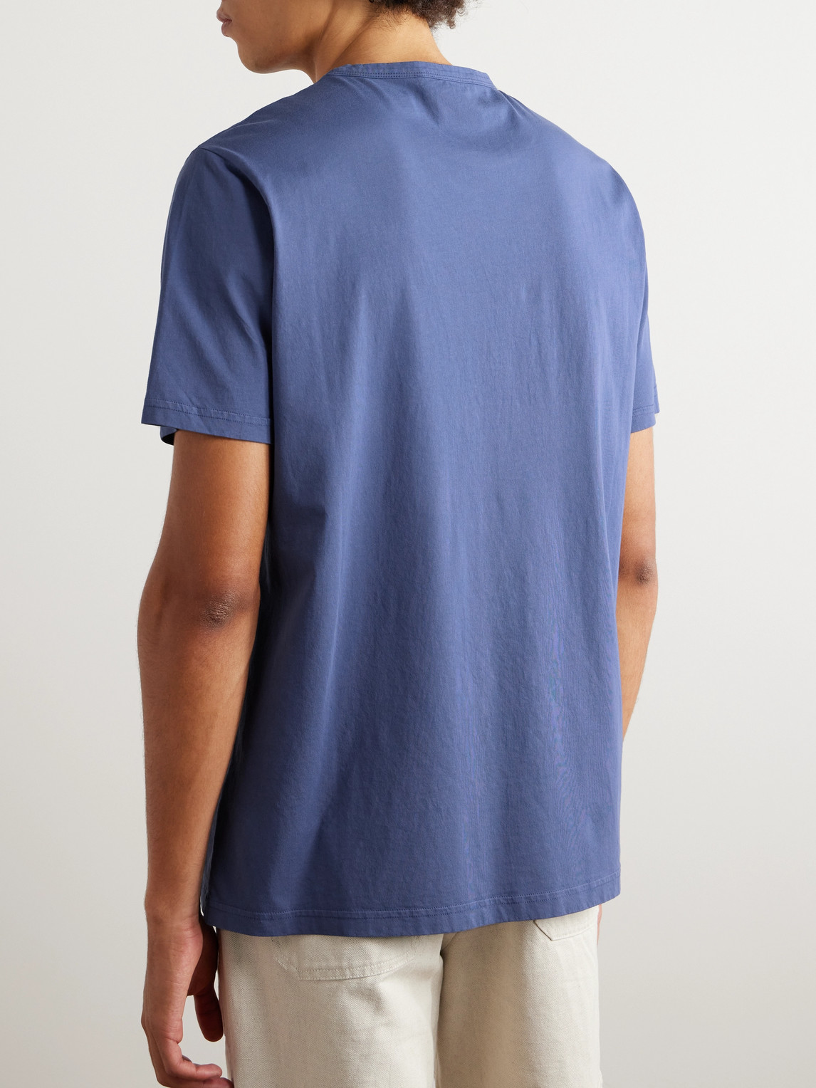 Shop Mr P Garment-dyed Cotton-jersey T-shirt In Blue