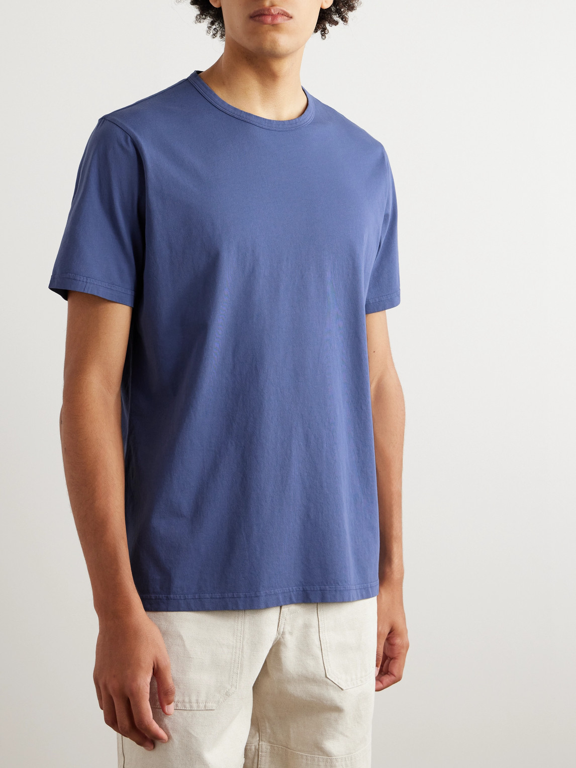 Shop Mr P Garment-dyed Cotton-jersey T-shirt In Blue