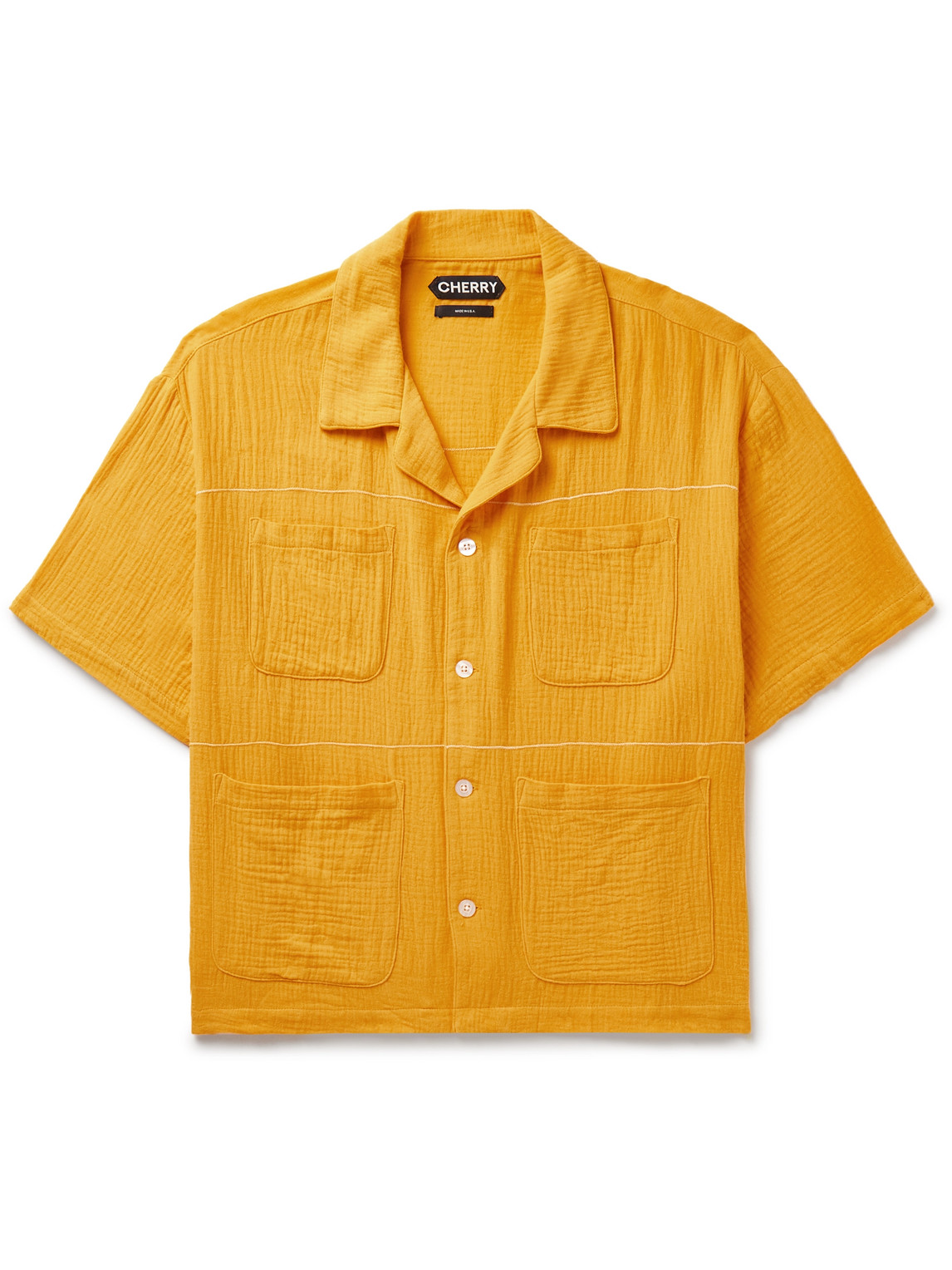 Vacation Camp-Collar Cotton-Gauze Shirt