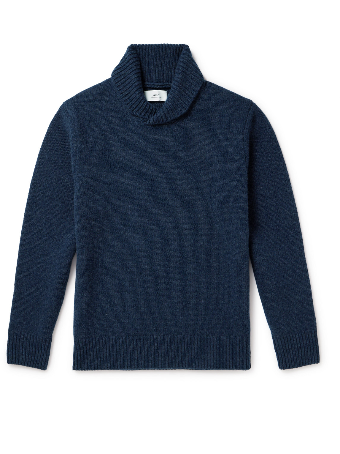 Mr P Slim-fit Shawl-collar Wool Sweater In Blue