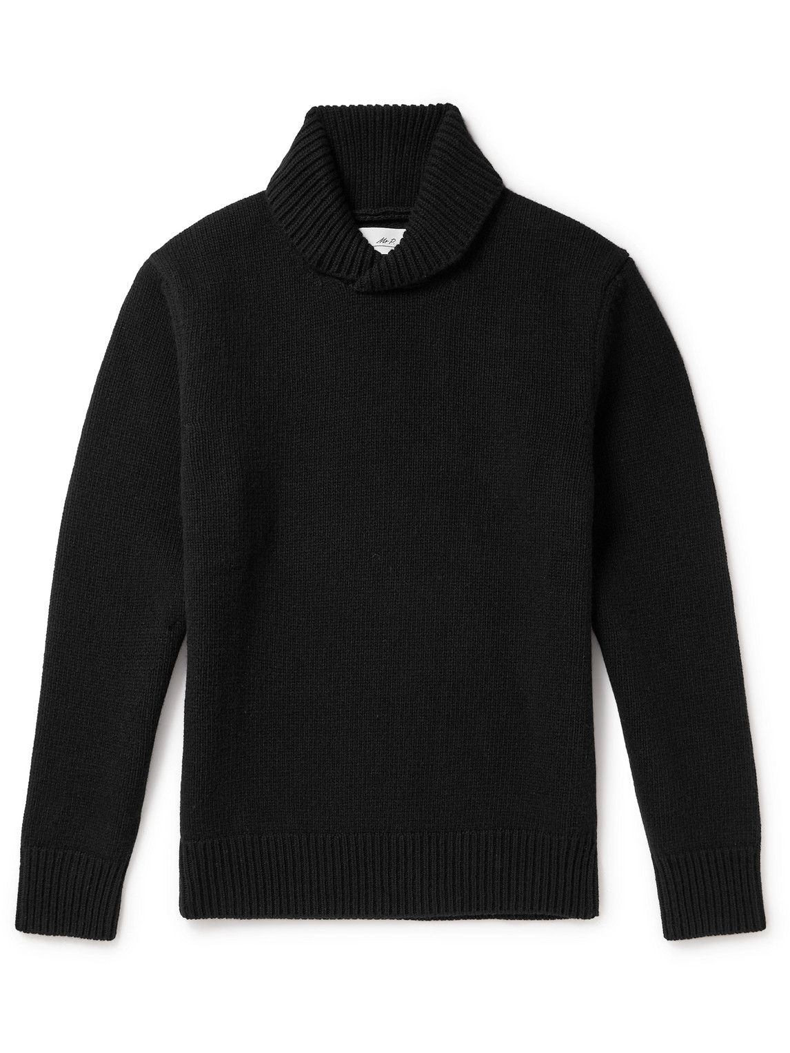 Mr P Slim-fit Shawl-collar Wool Sweater In Black