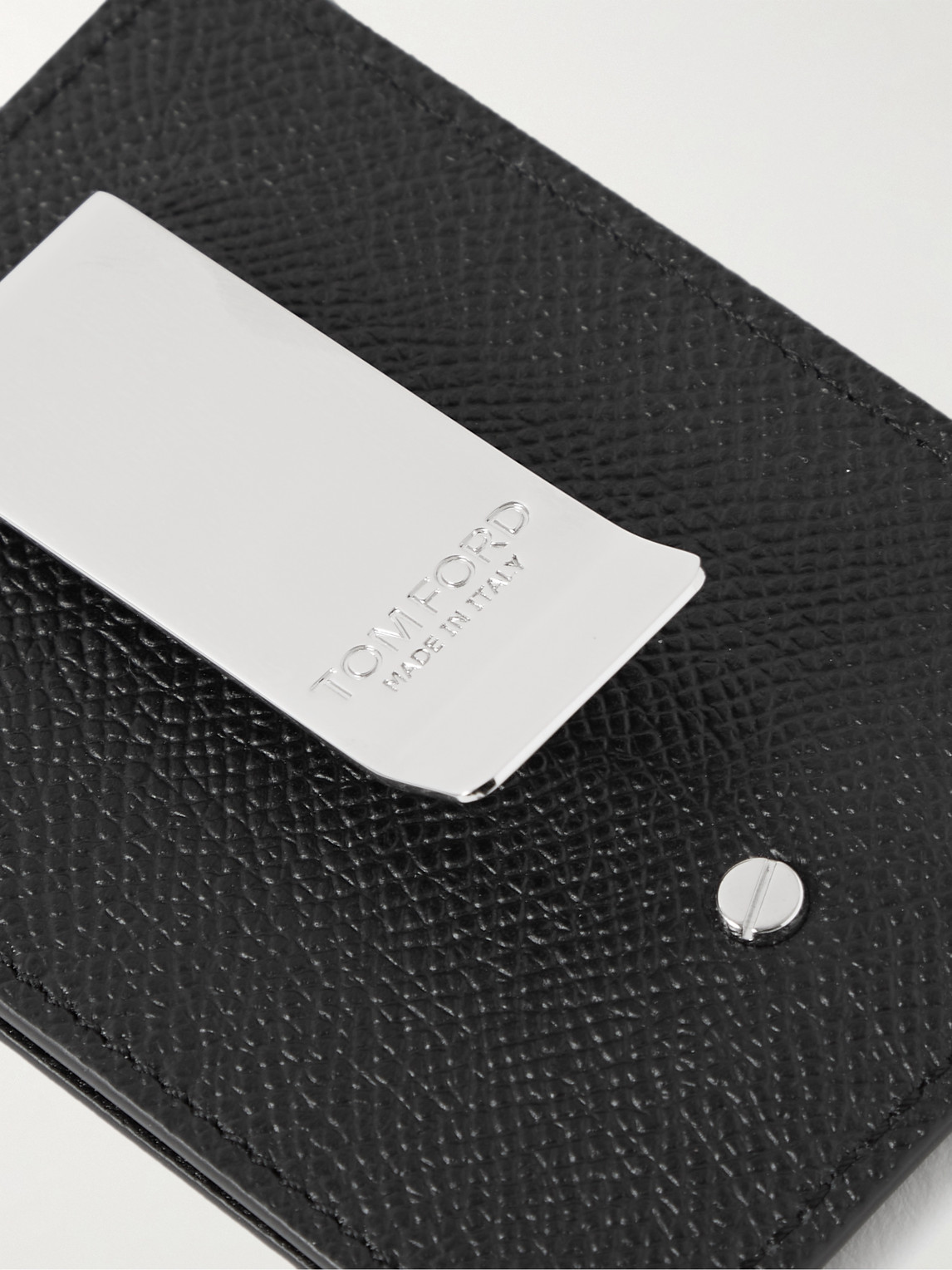 Shop Tom Ford Full-grain Leather Cardholder With Money Clip In Black