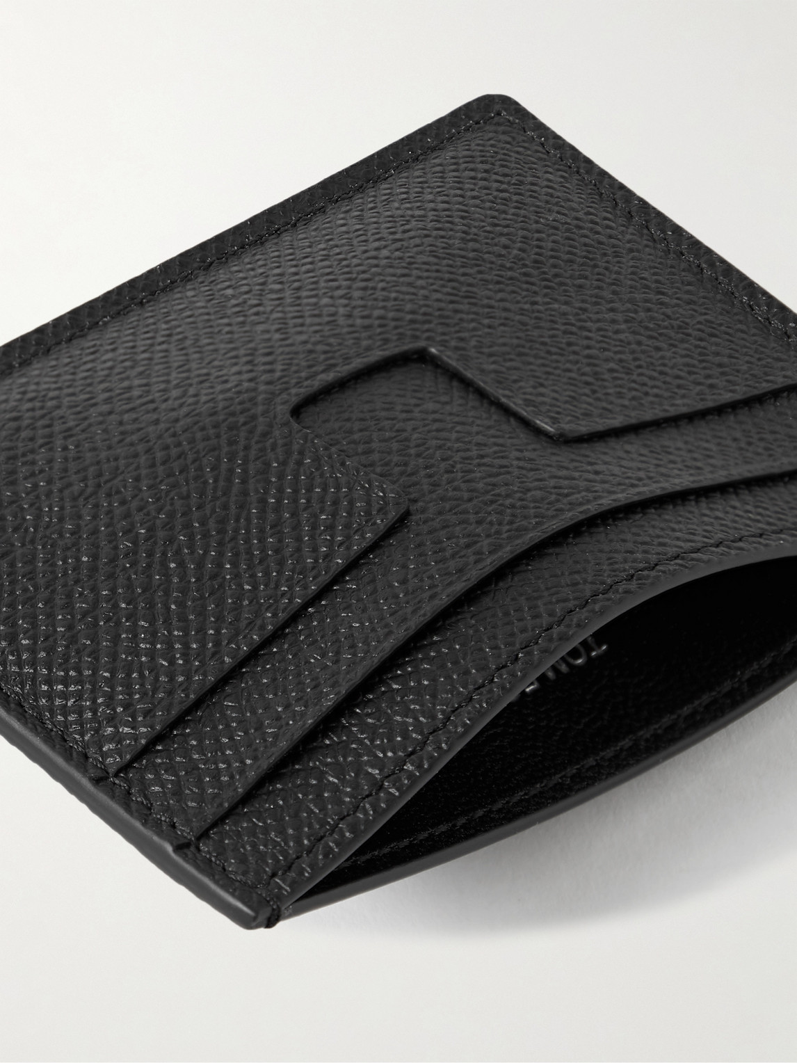Shop Tom Ford Full-grain Leather Cardholder With Money Clip In Black