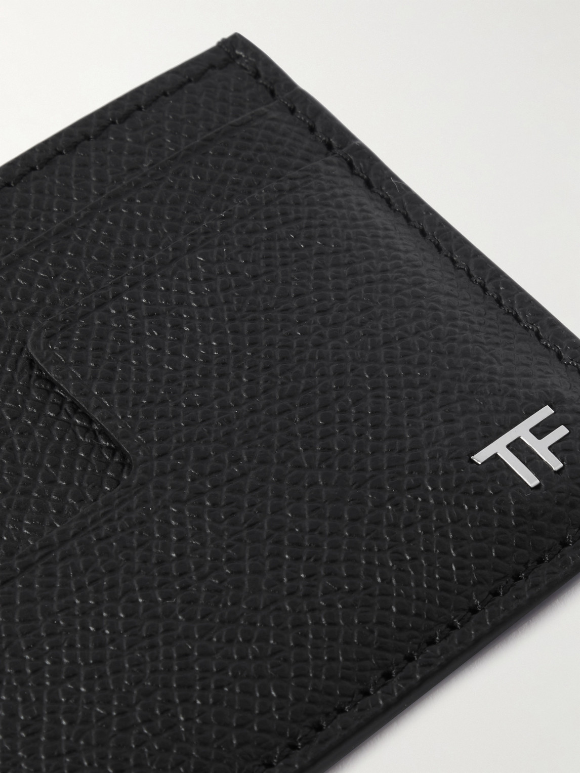 Shop Tom Ford Logo-appliquéd Full-grain Leather Cardholder In Black