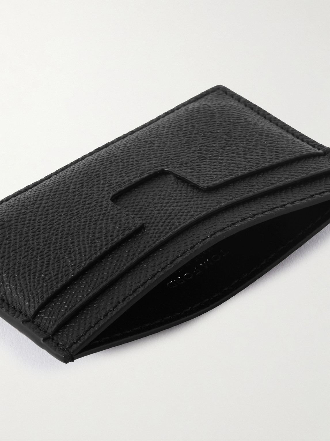 Shop Tom Ford Logo-appliquéd Full-grain Leather Cardholder In Black