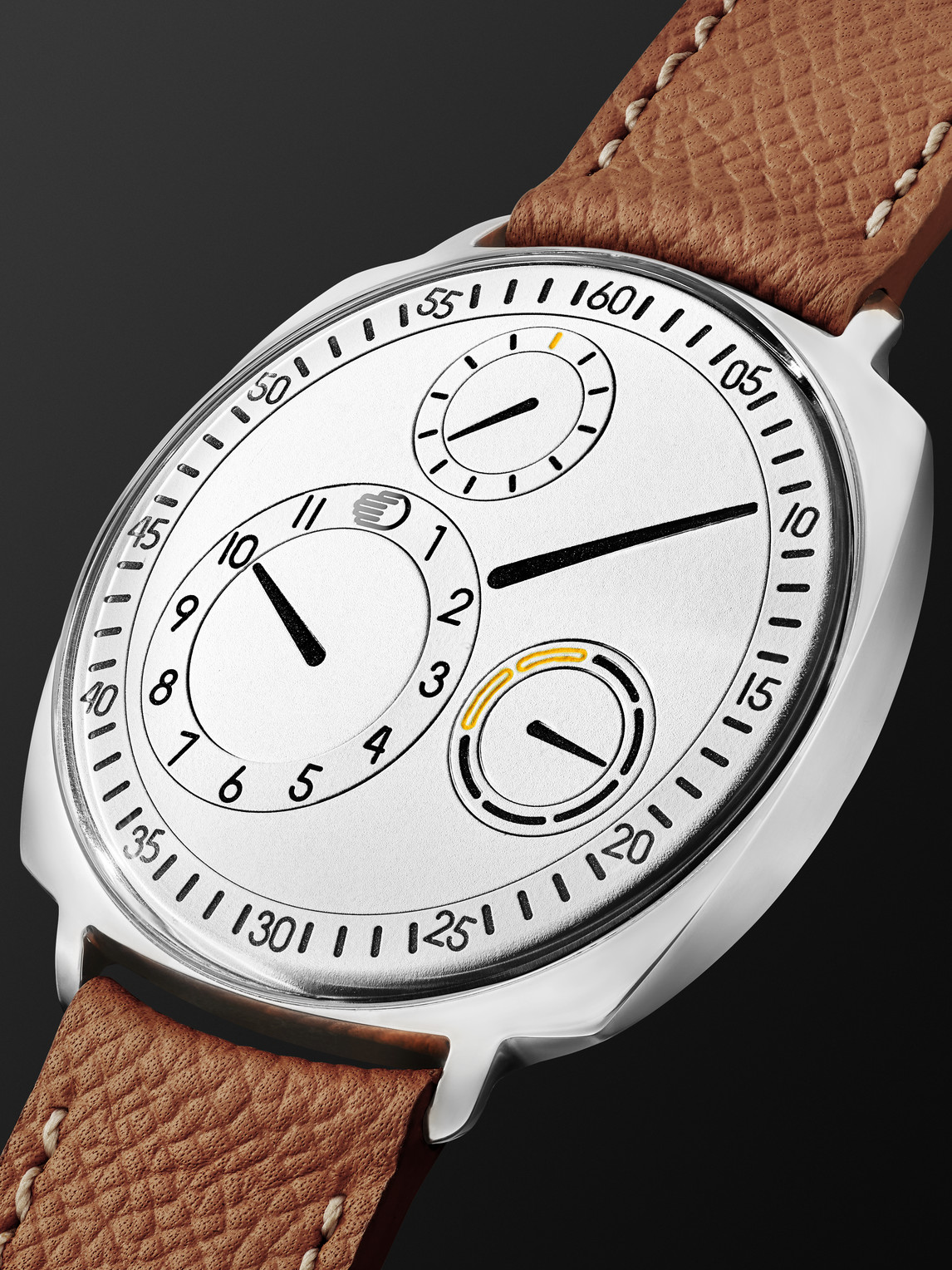 Shop Ressence Type 1.3 Squared V2 Automatic 42mm Titanium And Leather Watch, Ref. No. Type 1.3 Squared V2 Wwhite In White