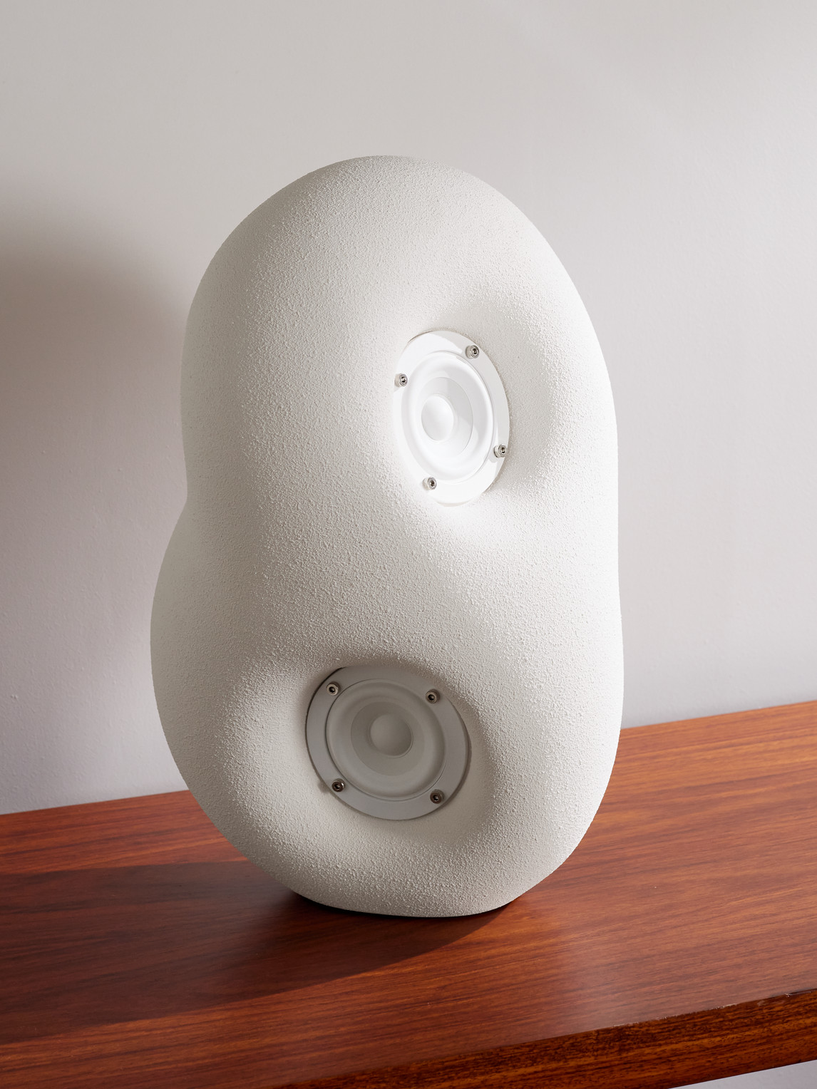 Transparent Speaker Acoustic Sculpture Jesmonite Speaker In White