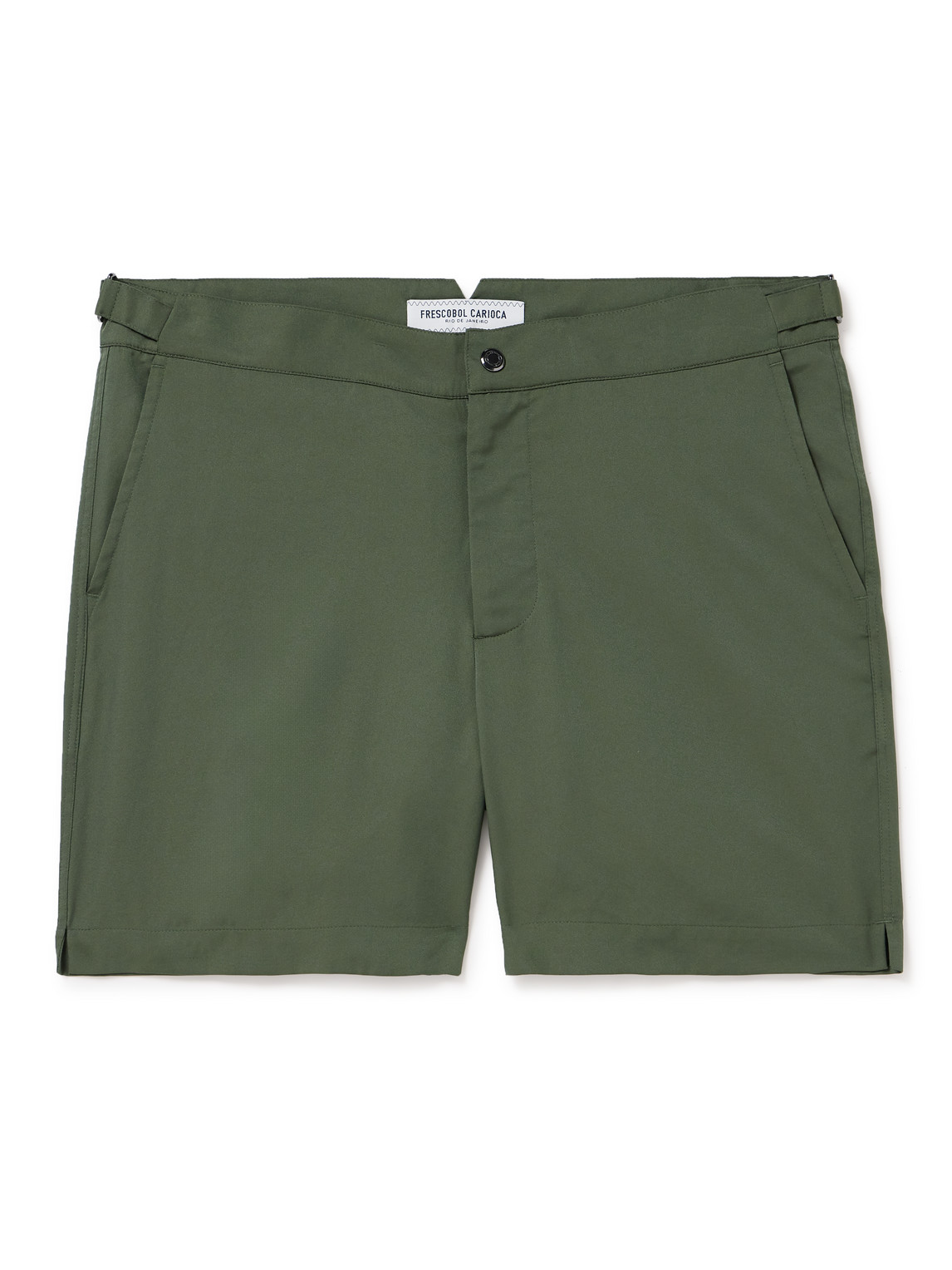 Shop Frescobol Carioca Rio Slim-fit Mid-length Recycled Swim Shorts In Green