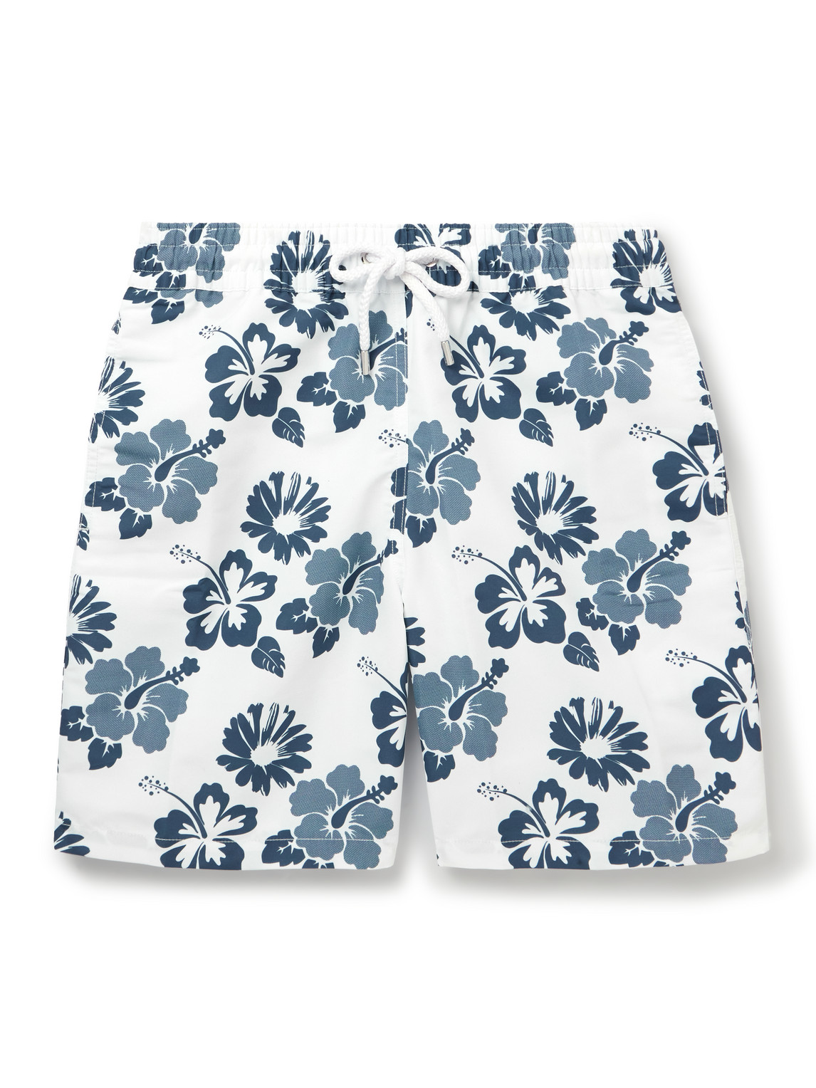 Frescobol Carioca Petala Board Straight-leg Mid-length Floral-print Recycled Swim Shorts In Blue
