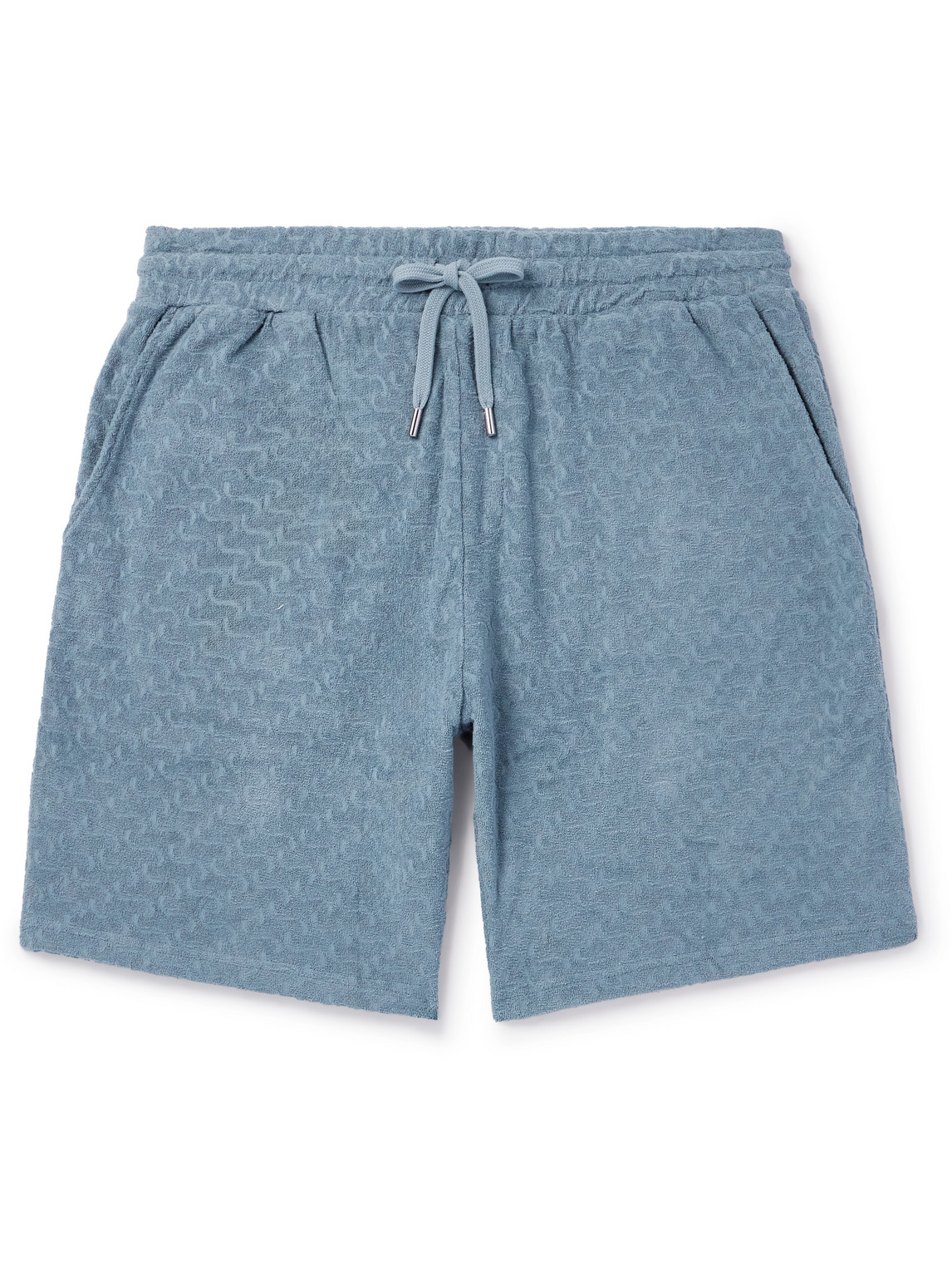 Frescobol Carioca Augusto Copacabana Straight-leg Jacquard Cotton-terry Shorts In Blue