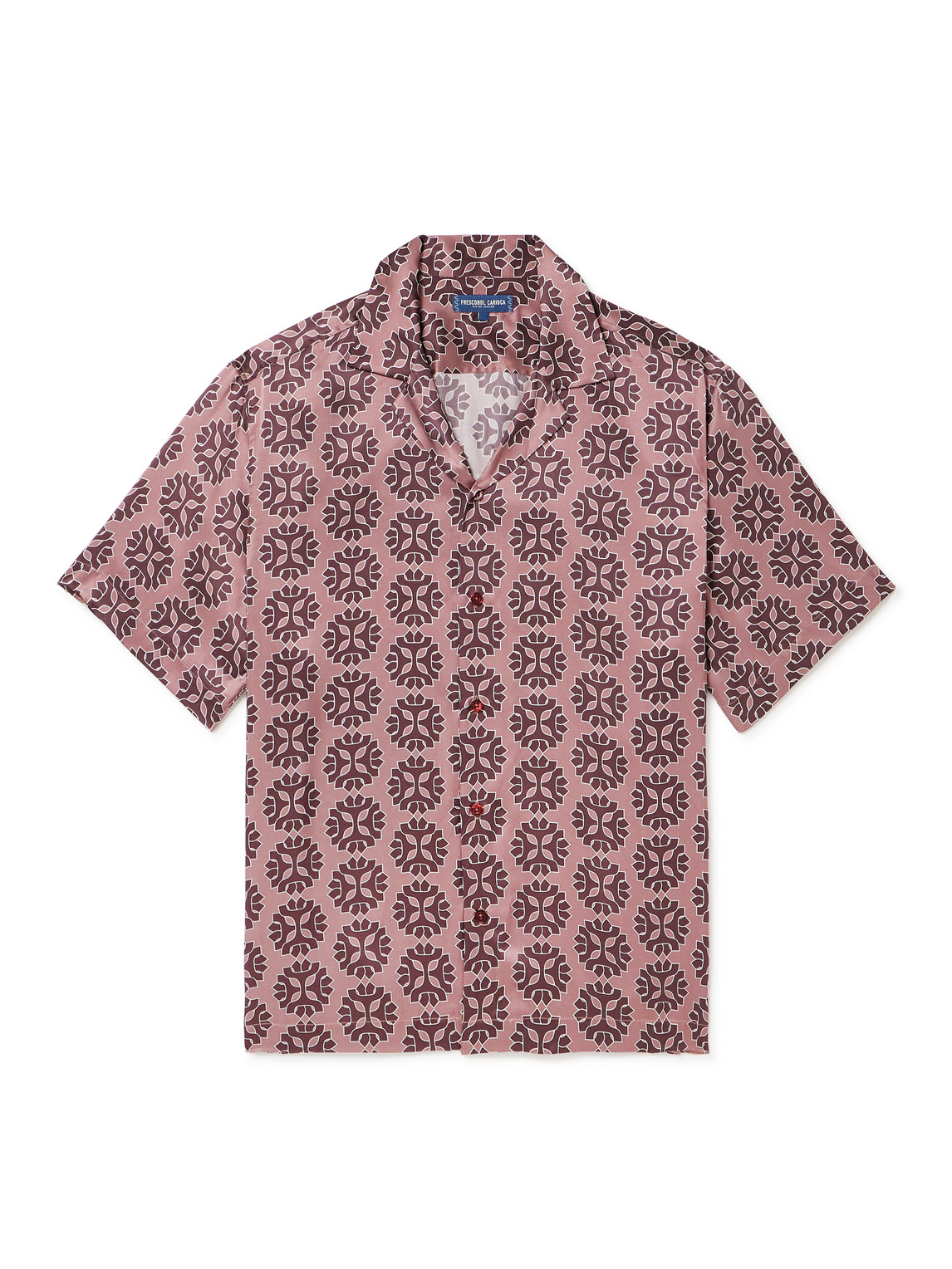 Frescobol Carioca Dressing Gownrto Camp-collar Printed Voile Shirt In Red