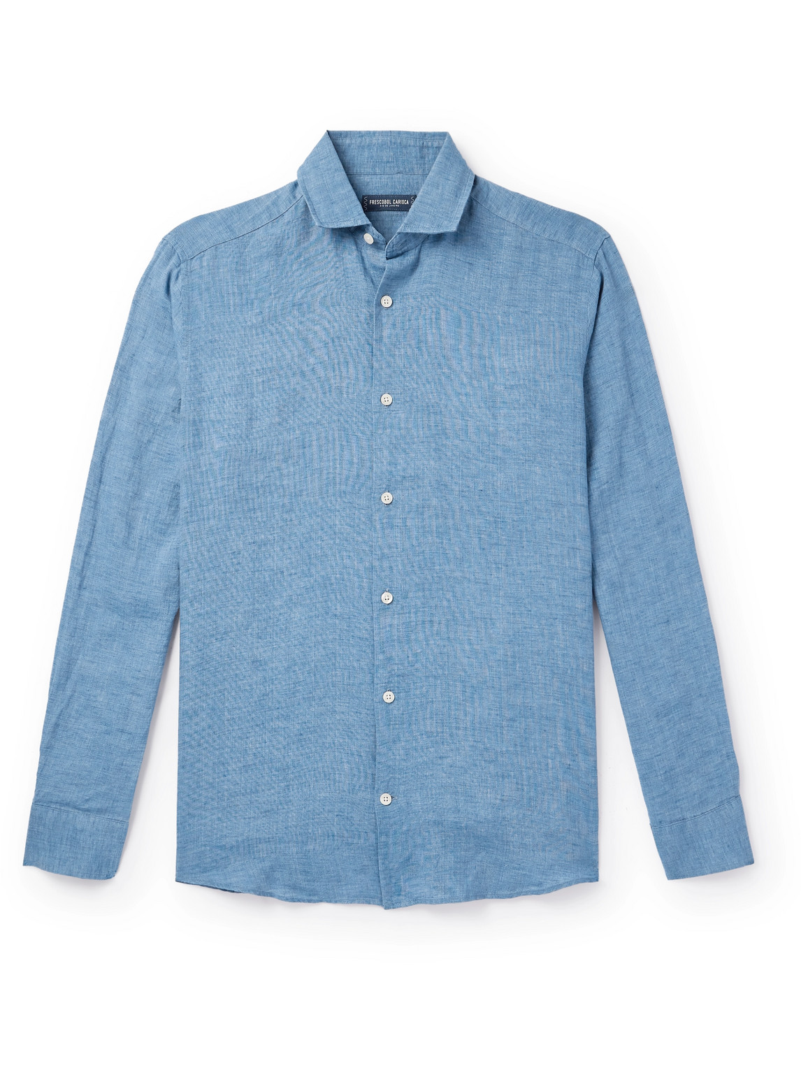 Frescobol Carioca Antonio Cutaway-collar Linen Shirt In Blue