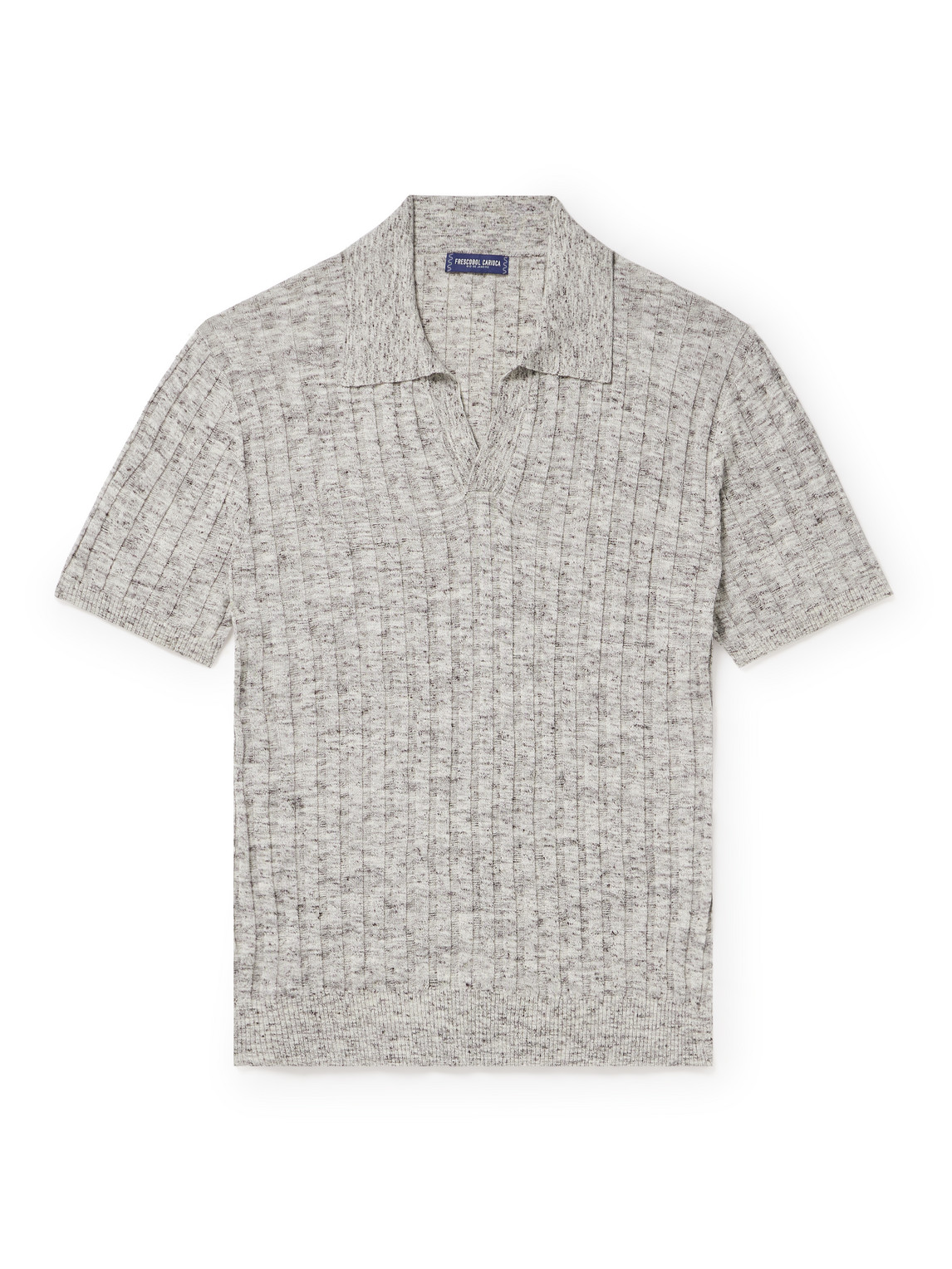 Shop Frescobol Carioca Rino Ribbed Cotton-blend Polo Shirt In Gray