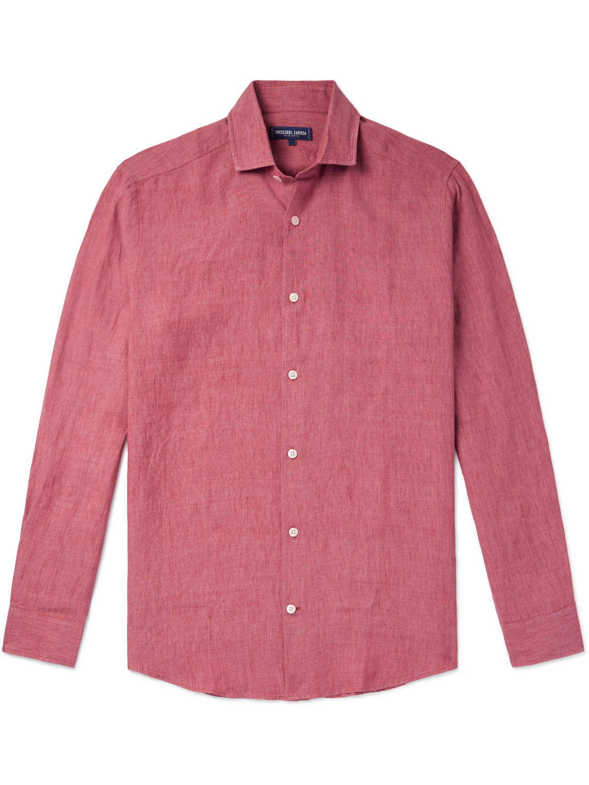 Frescobol Carioca Antonio Cutaway-collar Linen Shirt In Red