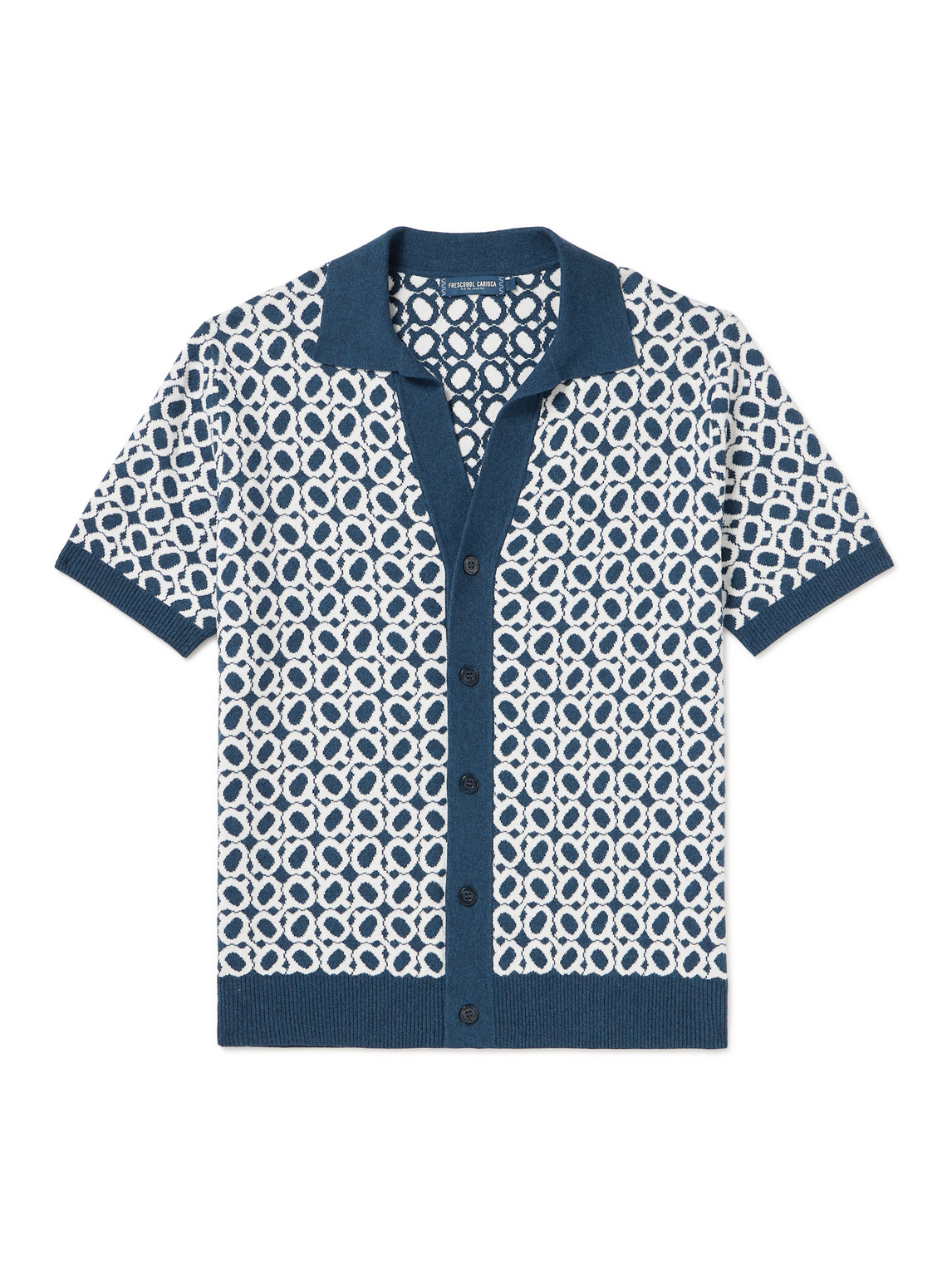 Frescobol Carioca Romero Jacquard-knit Cotton Shirt In Blue
