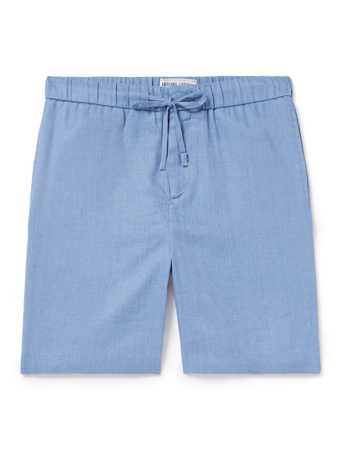 Frescobol Carioca Felipe Straight-leg Linen And Cotton-blend Drawstring Shorts In Blue