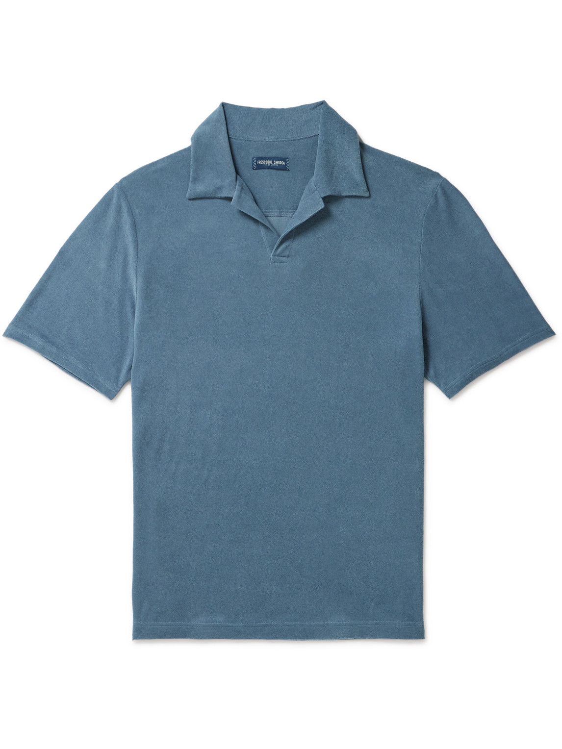 Frescobol Carioca Faustino Cotton, Lyocell And Linen-blend Terry Polo Shirt In Blue