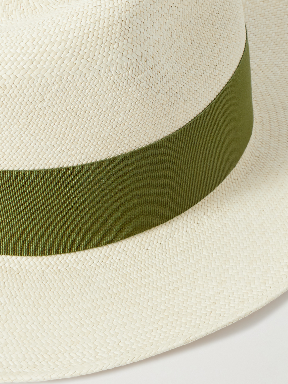 Shop Frescobol Carioca Rafael Grosgrain-trimmed Straw Panama Hat In Green