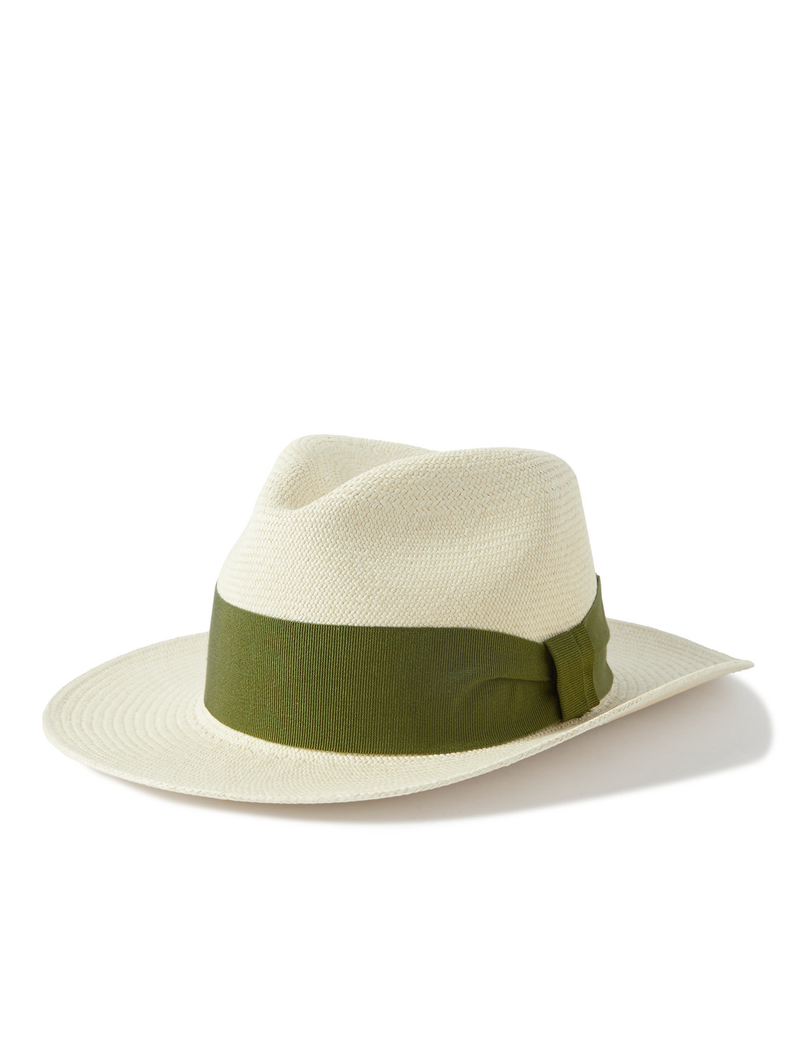 Frescobol Carioca Rafael Grosgrain-trimmed Straw Panama Hat In Green