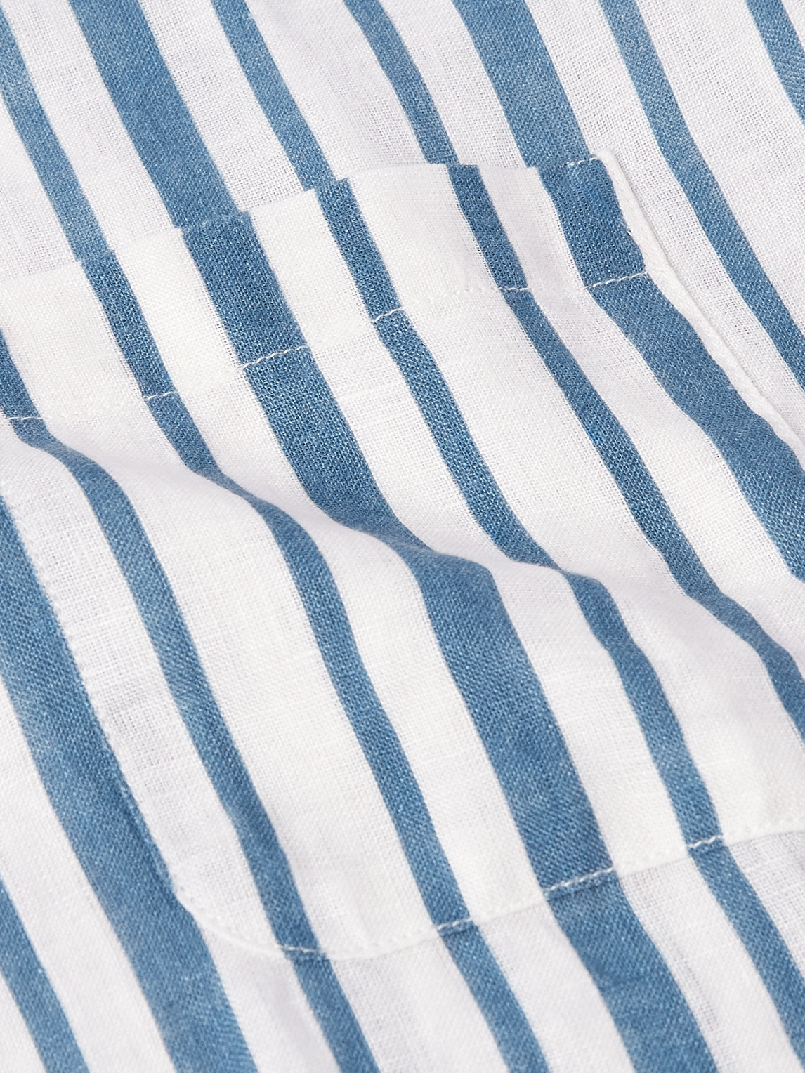 Shop Frescobol Carioca Emilio Striped Linen Shirt In Blue