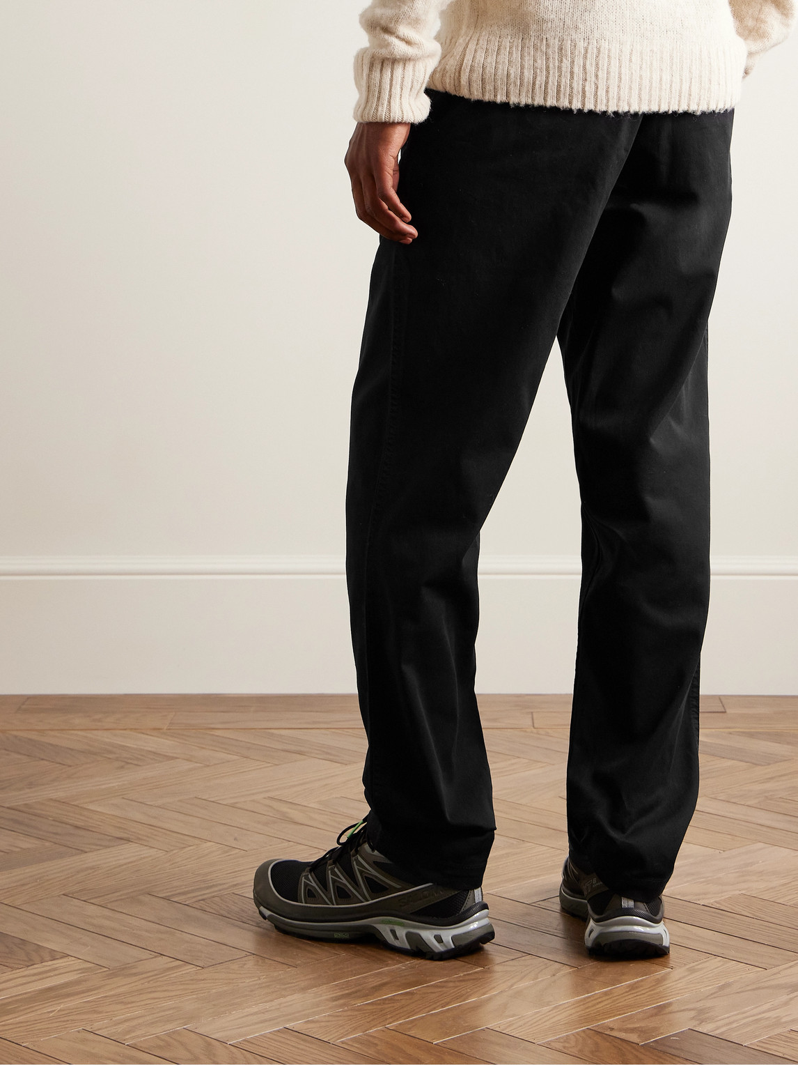 Shop Norse Projects Ezra Straight-leg Stretch-cotton Twill Trousers In Black