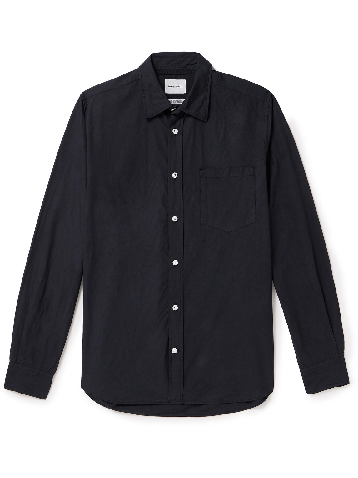 Norse Projects Osvald Garment-dyed Cotton And Tencel™ Lyocell-blend Shirt In Black
