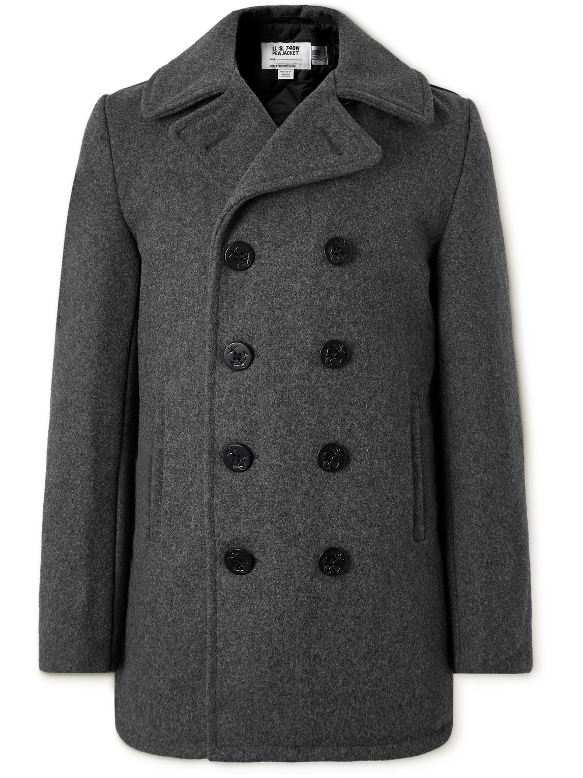 Schott Melton Wool-blend Peacoat In Grey