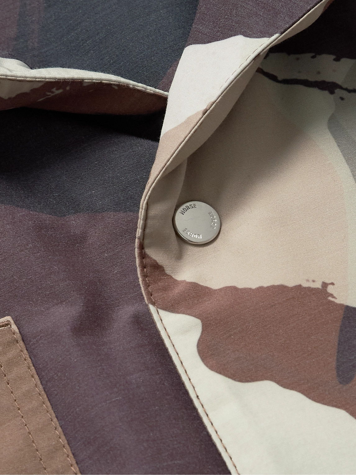 Shop Norse Projects Pelle Camouflage-print Padded Shell Jacket In Brown