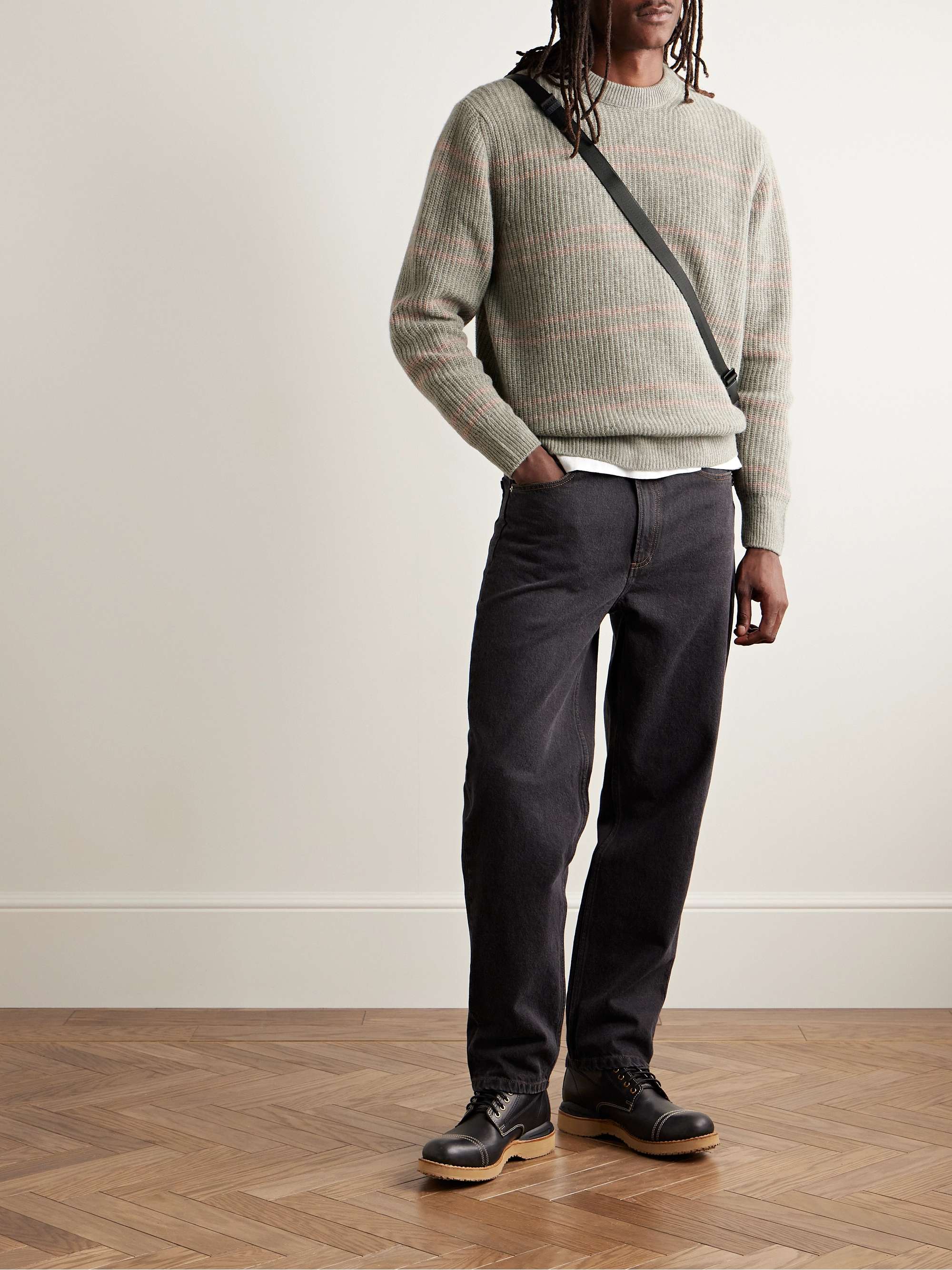 NUDIE JEANS Gurra Striped Ribbed Wool Sweater for Men | MR PORTER