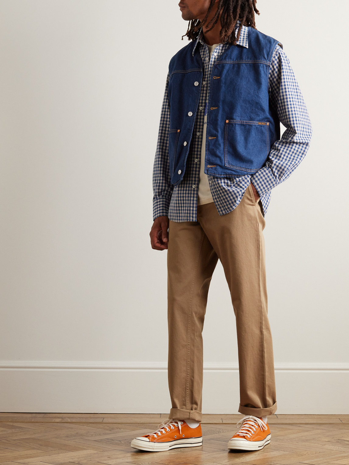 Shop Nudie Jeans Harry Denim Vest In Blue