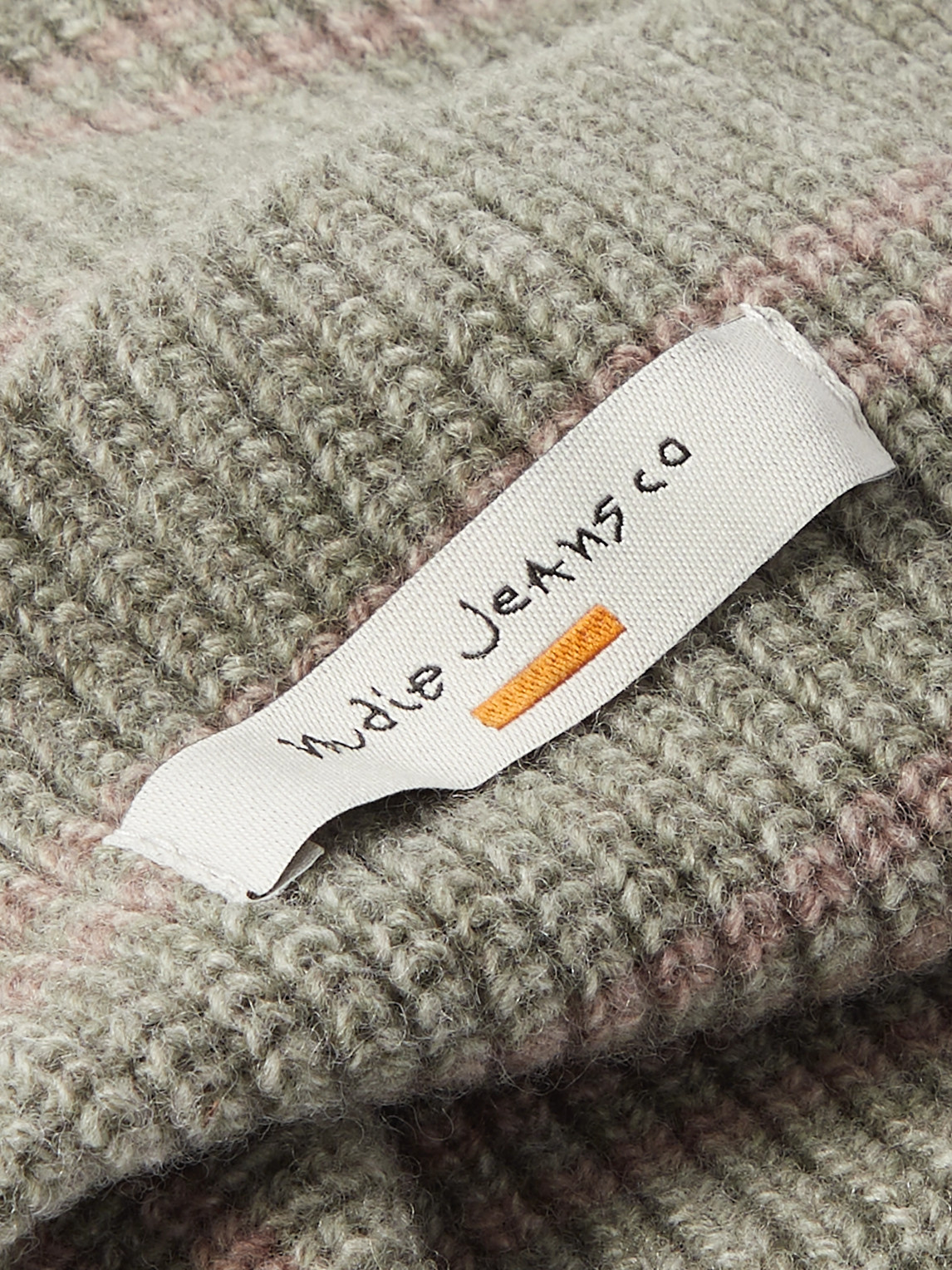 Shop Nudie Jeans Striped Wool Jacquard Beanie In Green