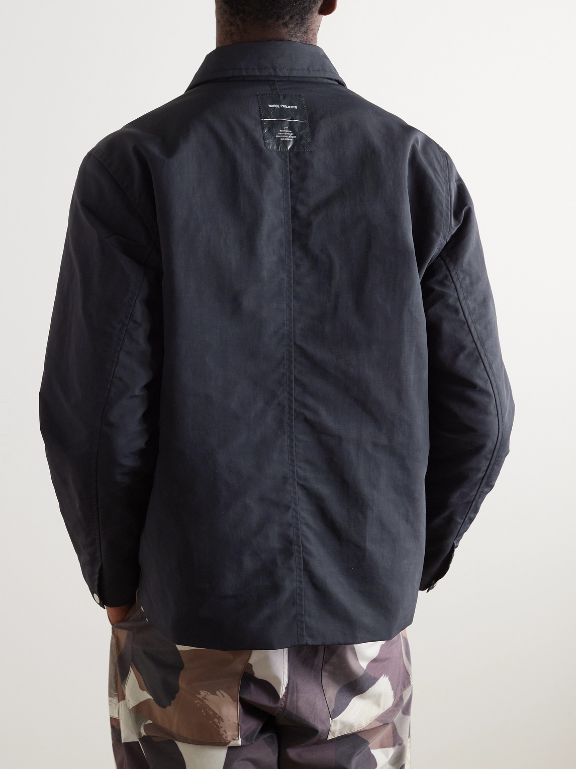 Shop Norse Projects Pelle Padded Waxed Shell Jacket In Blue