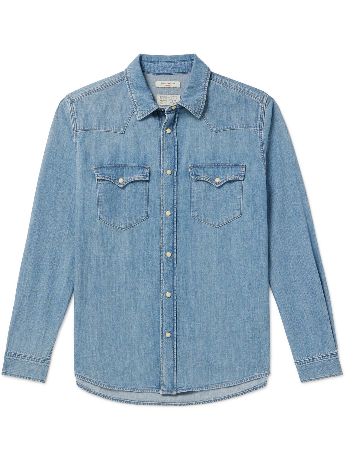 Nudie Jeans George Denim Western Shirt In Blue