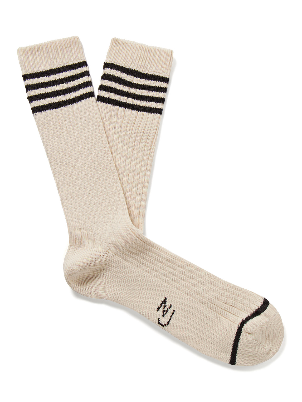 Striped Ribbed Cotton-Blend Socks