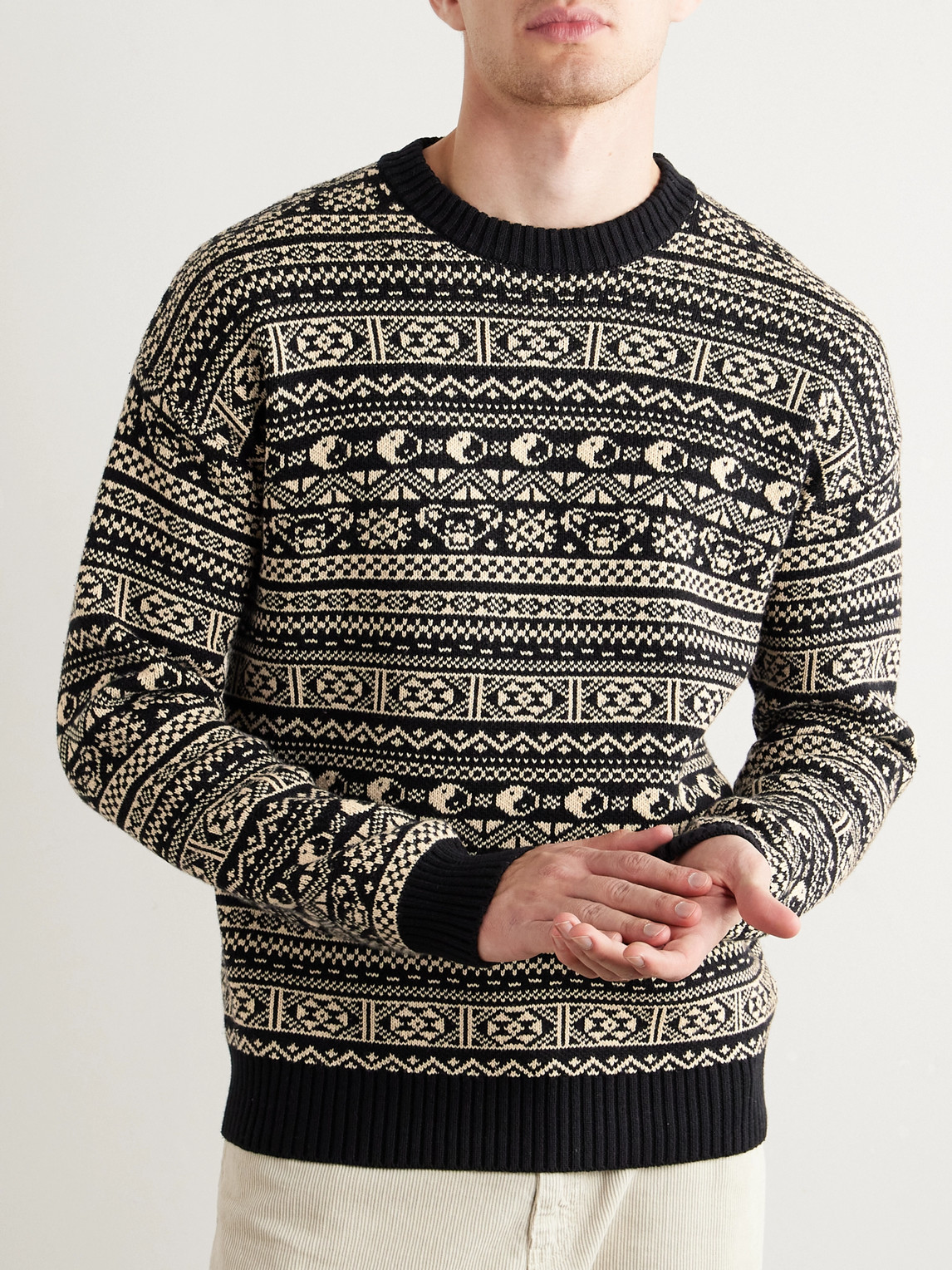 Shop Schott Grateful Dead Intarsia Cotton Sweater In Black