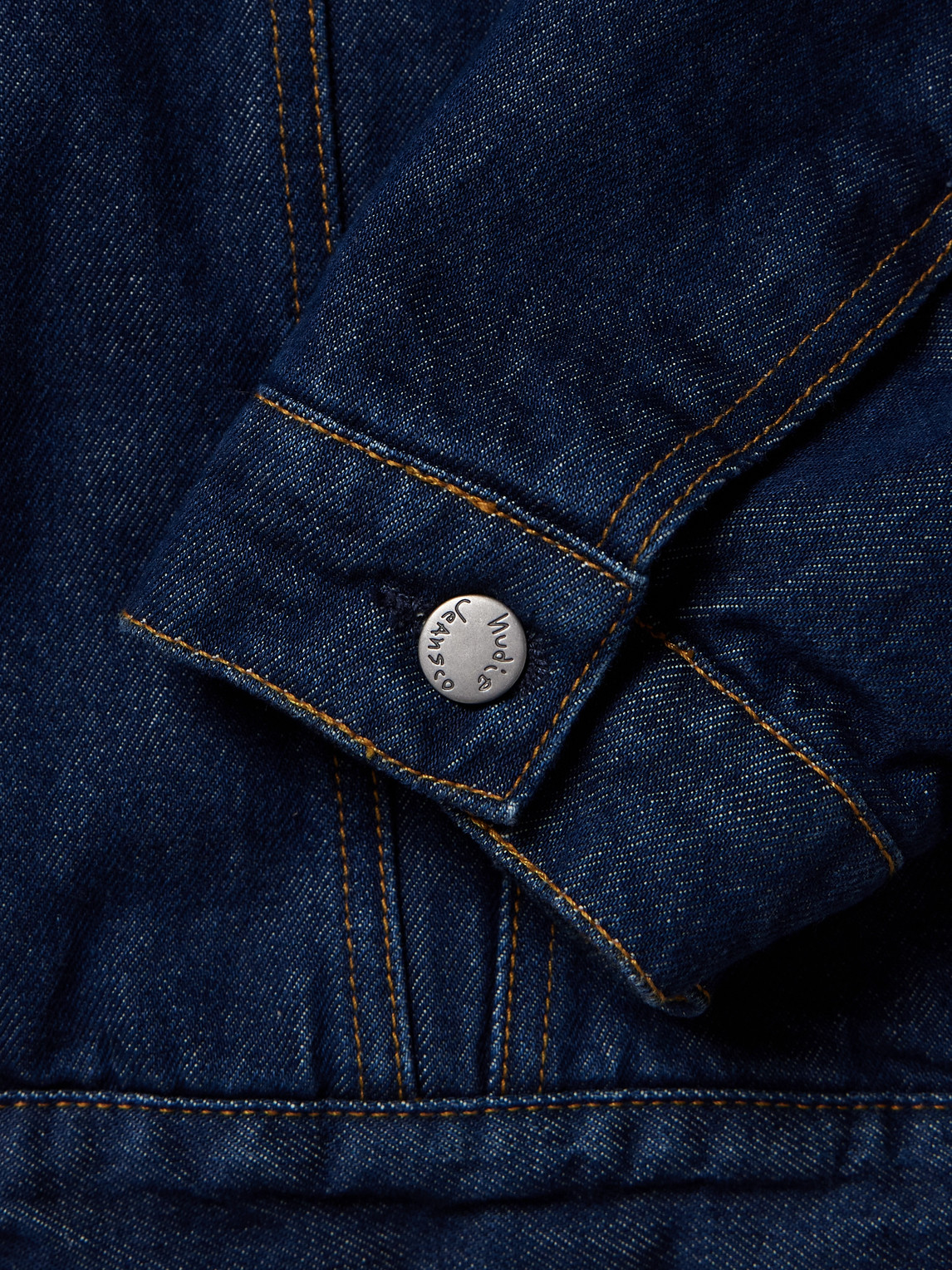 Shop Nudie Jeans Johnny Thunder Corduroy-trimmed Denim Jacket In Blue