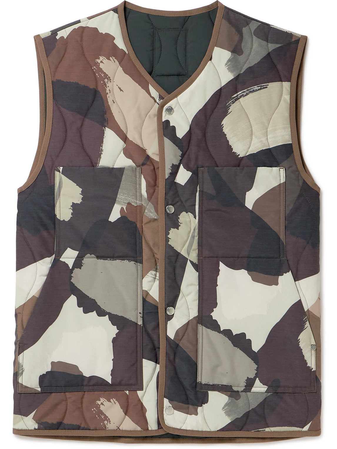Norse Projects Peter Camouflage-print Padded Shell Gilet In Brown