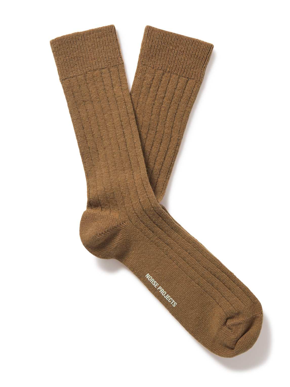 Norse Projects Ebbe Ribbed Cotton-blend Socks In Brown
